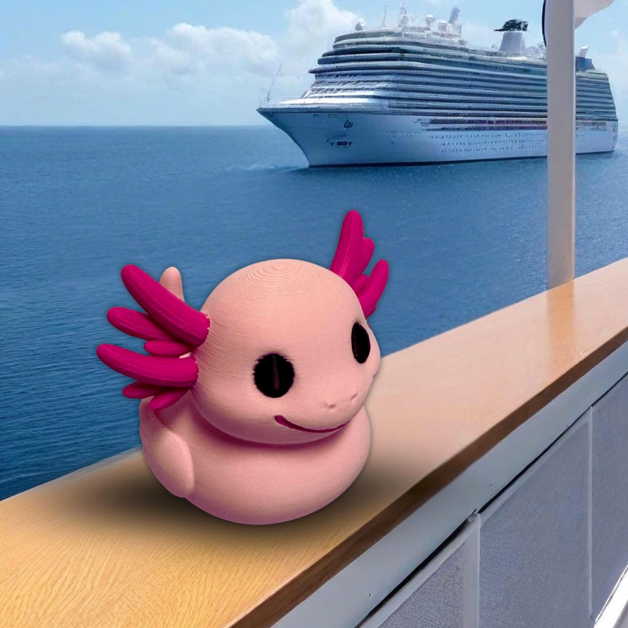 Axolotl Cruise Duck Cute Pink Axolotl for Hide and Seek Cruise Ducking Idea for Family Cruise Activity 3D Printed Axolotl Duck Cake Topper