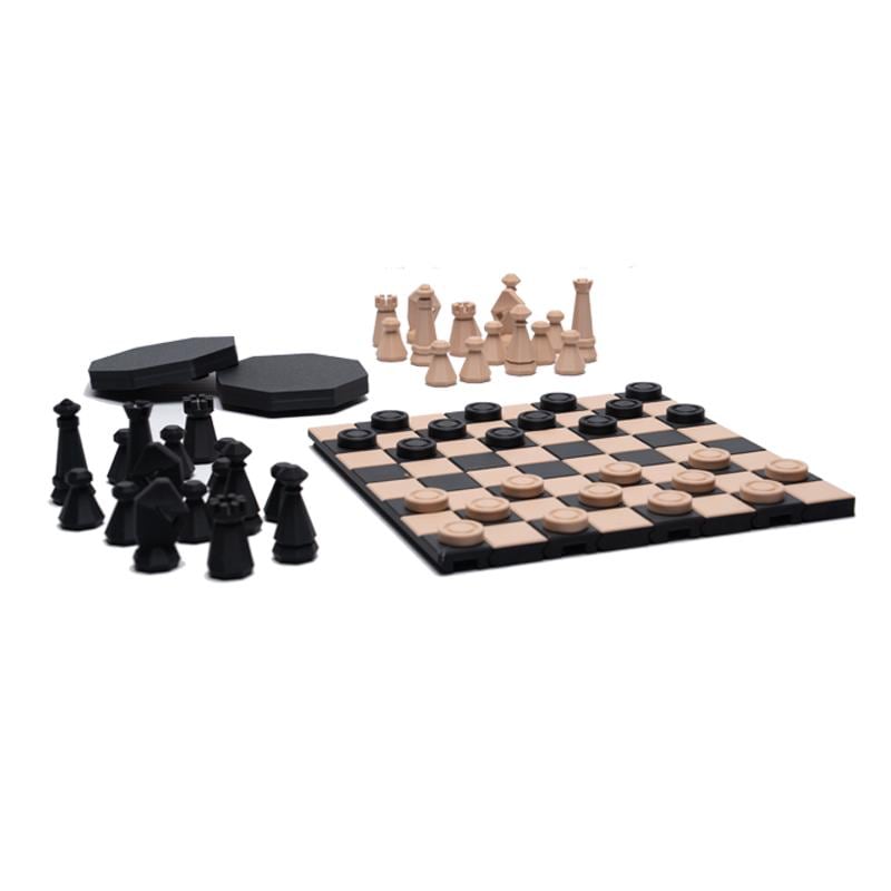 Chess & Checker Set Gift for Vacation Traveler Compact Roll Up Game Packs Easily in Backpack for Plane Waterproof Cruise and Camping Fun