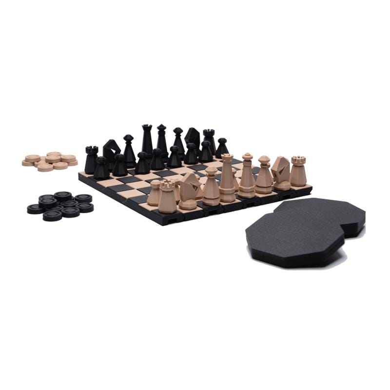 Chess & Checker Set Gift for Vacation Traveler Compact Roll Up Game Packs Easily in Backpack for Plane Waterproof Cruise and Camping Fun