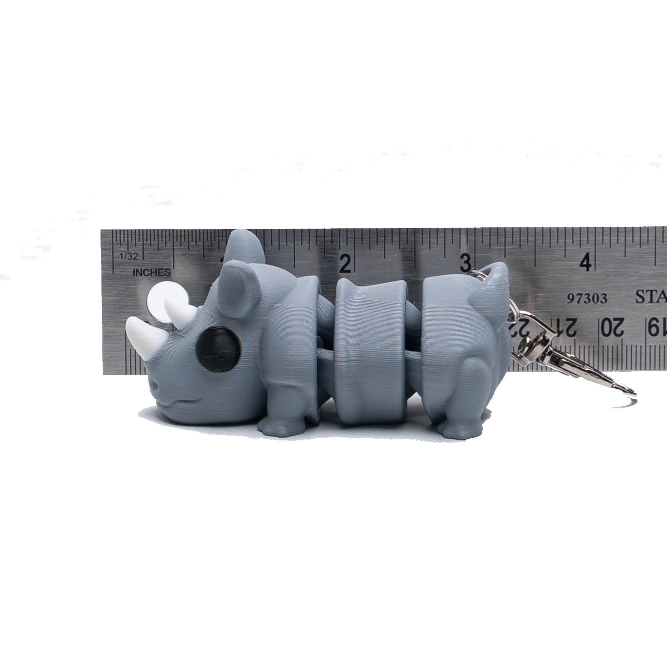 Gift for Boy Flexi Rhino Fidget Keychain Toy for Kids Clip On Backpack Cute Rhino Gift for Kids Party Favor Wild Animal Theme Idea Event