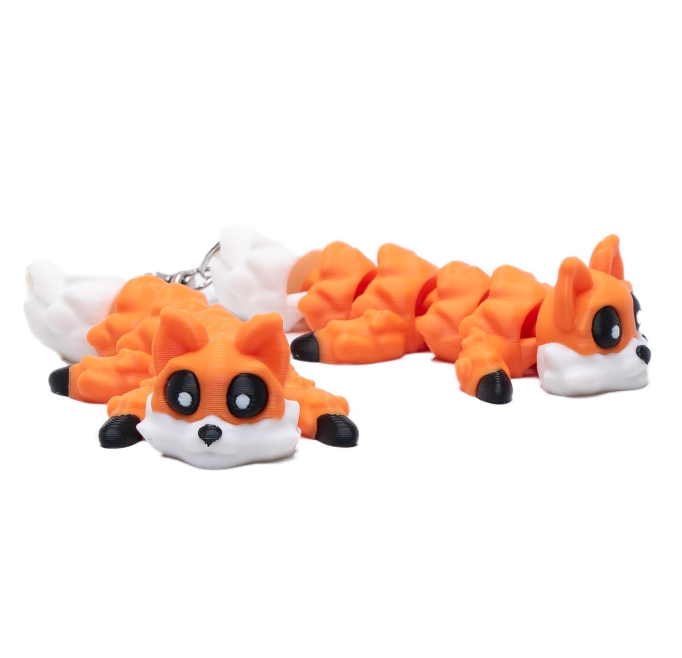 Gift for Kids Fox Flexi Fidget Toy for Stress Free Play with Articulated Jiggle Pal Clip to Backpack School and Camp Bag Friendly Fox Pet