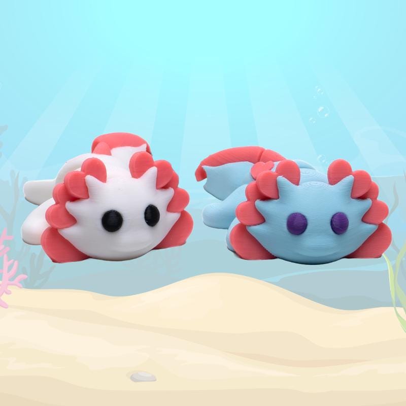 Biggie Axolotl Jiggler Toy Wearable 3D Articulated Clip On Backpack Buddy Non Toxic Washable No Small Part Gift for Kids Party Favor Cake
