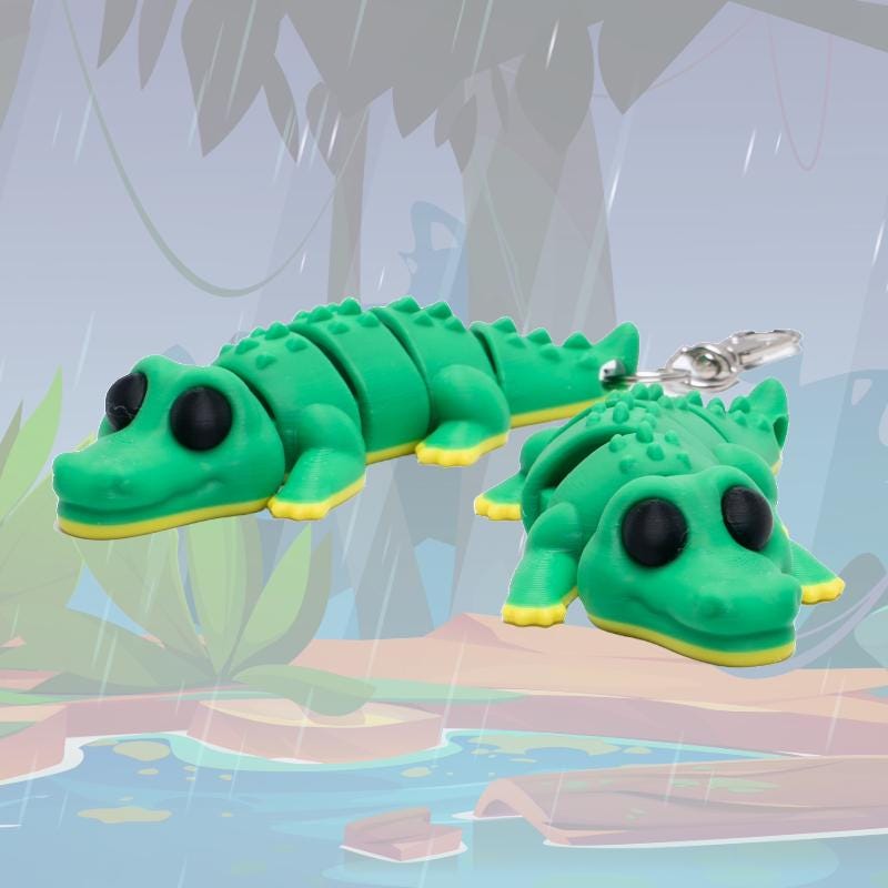 Flexi Alligator Toy and Gift for UF Gator Fans Articulated Gator Keychain Clip On Fun Gift for Kids and Florida Souvenir Fidget for Stress