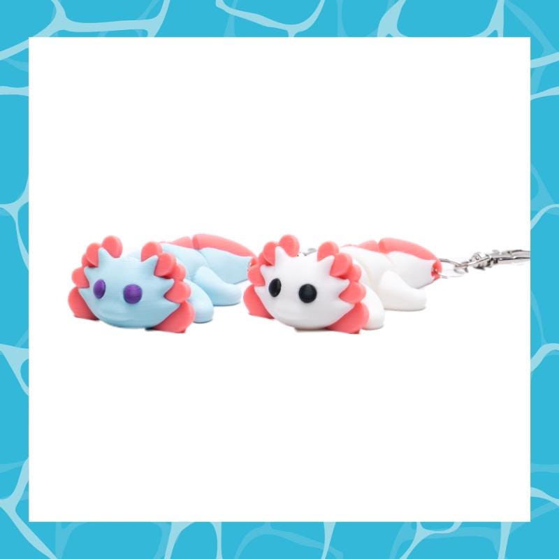 Biggie Axolotl Jiggler Toy Wearable 3D Articulated Clip On Backpack Buddy Non Toxic Washable No Small Part Gift for Kids Party Favor Cake