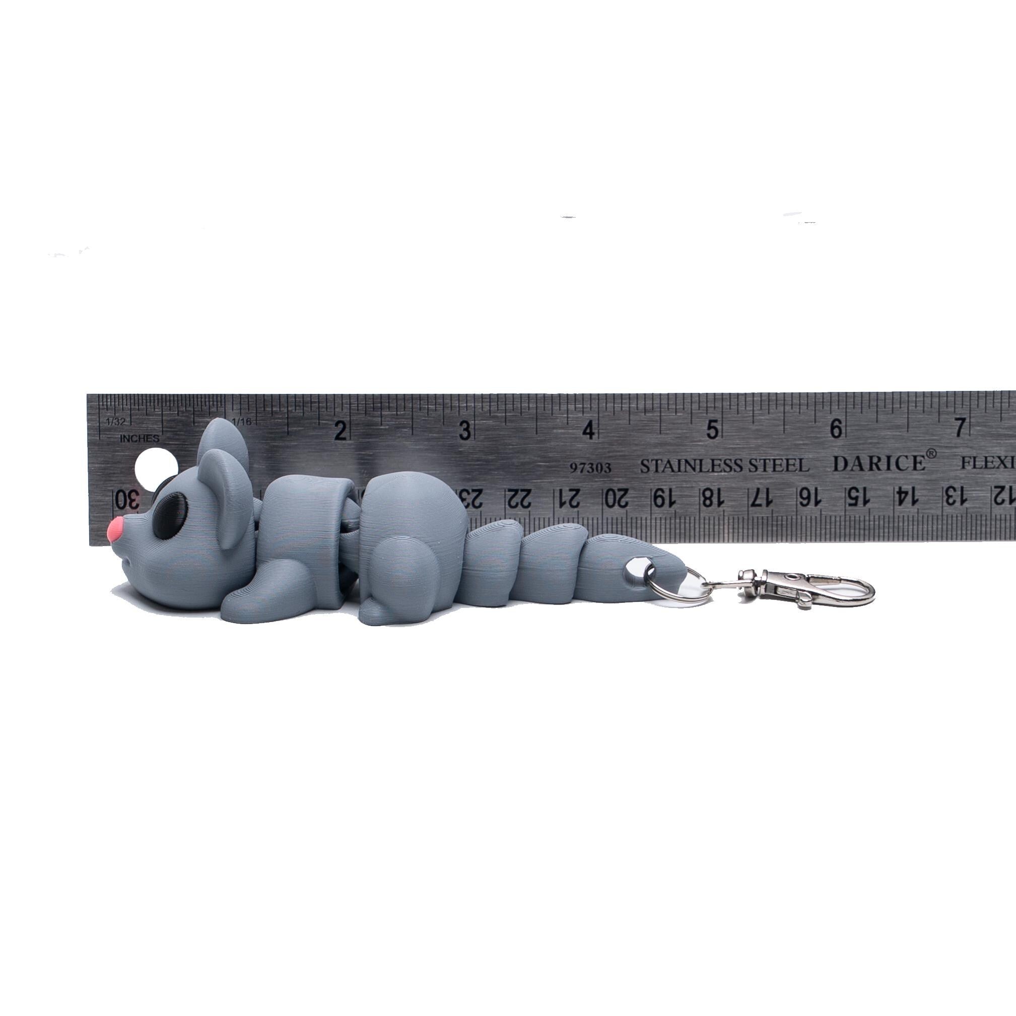 Cute Fidget Mouse Flexi Animal Clip On Backpack Pal 3D Articulated Mouse Zipper Pull Luggage Tag Back to School Book Bag Purse Charm for Her