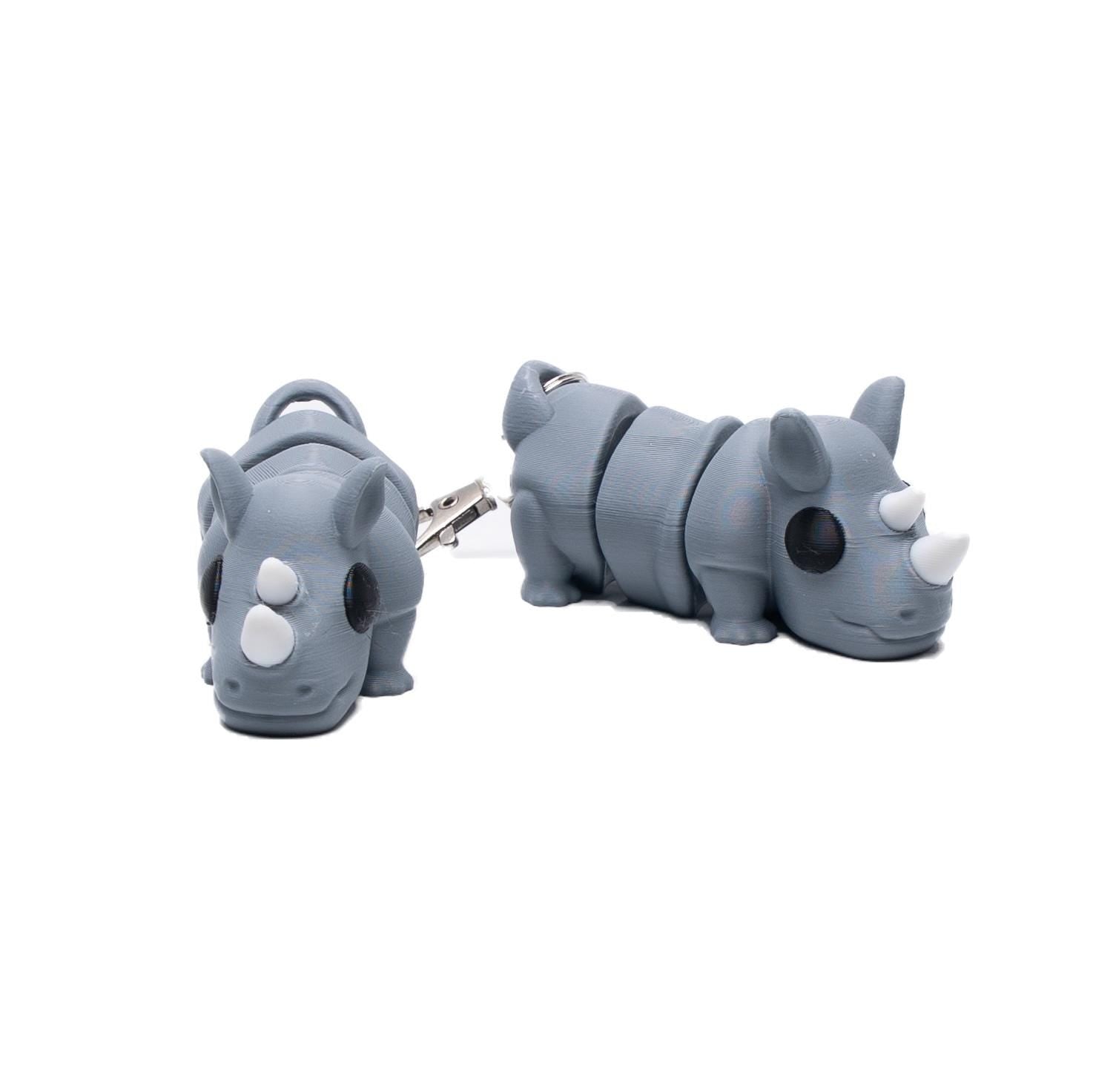 Gift for Boy Flexi Rhino Fidget Keychain Toy for Kids Clip On Backpack Cute Rhino Gift for Kids Party Favor Wild Animal Theme Idea Event