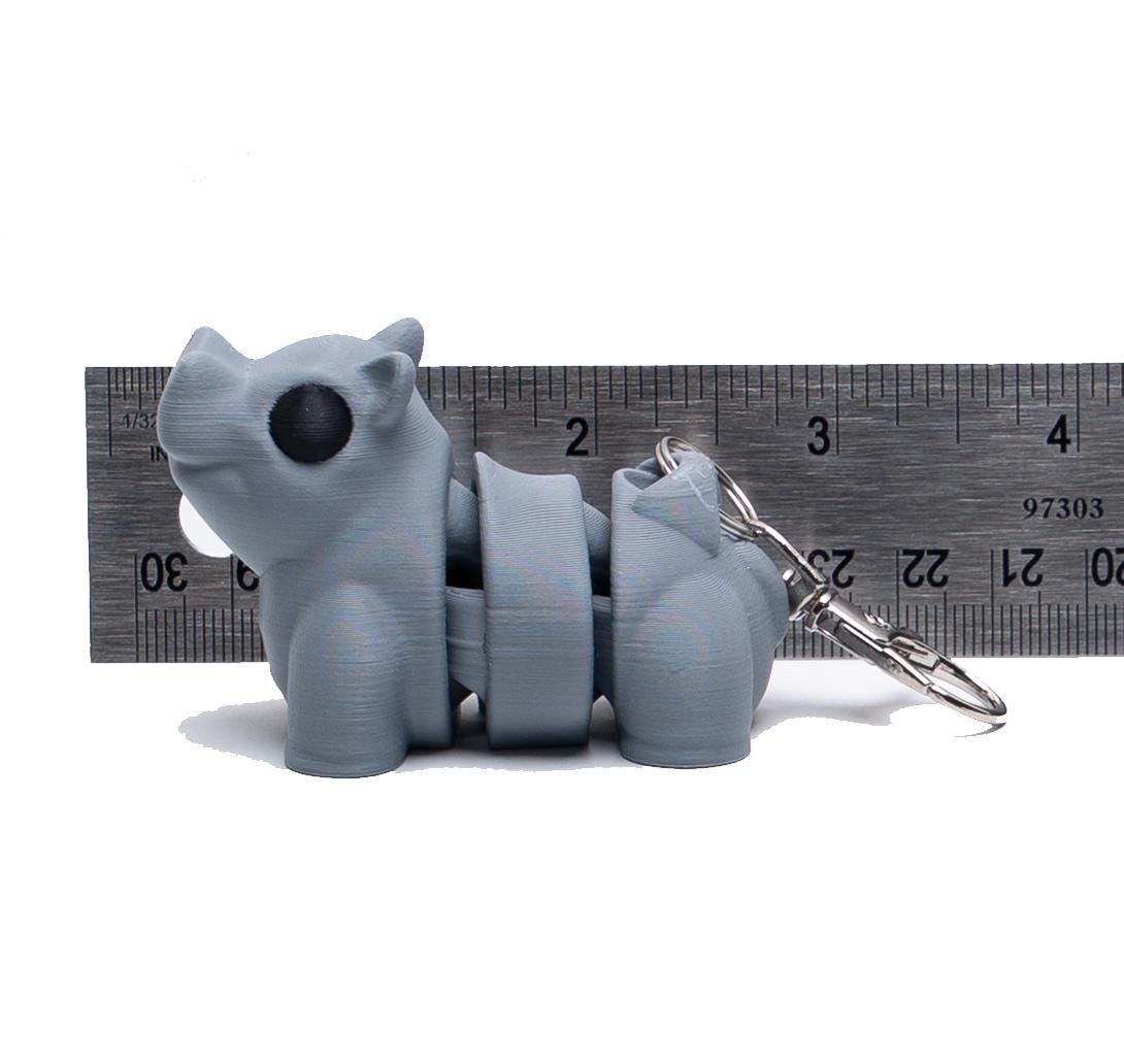 Hippo Flexi Keychain Toy Gift for Boys Backpack Accessory 3D Articulated Fidget Toy for Wild Animal Theme Party Favor and Cake Topper Idea