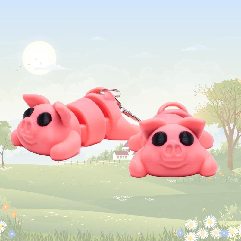Biggie Piggy Jiggler Wearable Toy 3D Articulated Clip On Backpack Buddy Non Toxic Washable Toy Party Favor with No Small Parts Gift for Kids
