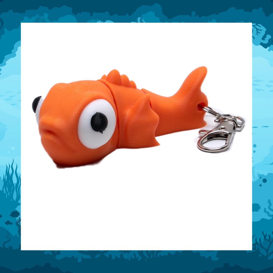 Biggie Gold Fish Jiggler 3D Articulating Clip On Wearable Toy for Backpacks Jackets and Handbag Charm