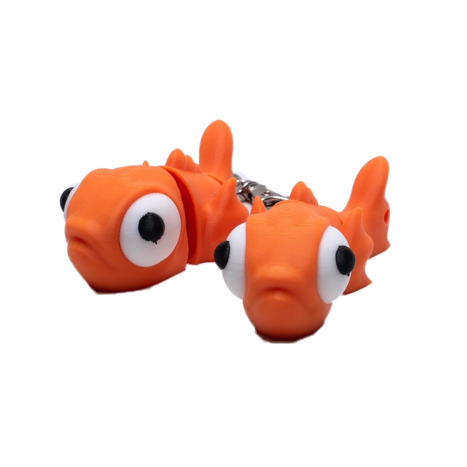 Biggie Gold Fish Jiggler 3D Articulating Clip On Wearable Toy for Backpacks Jackets and Handbag Charm