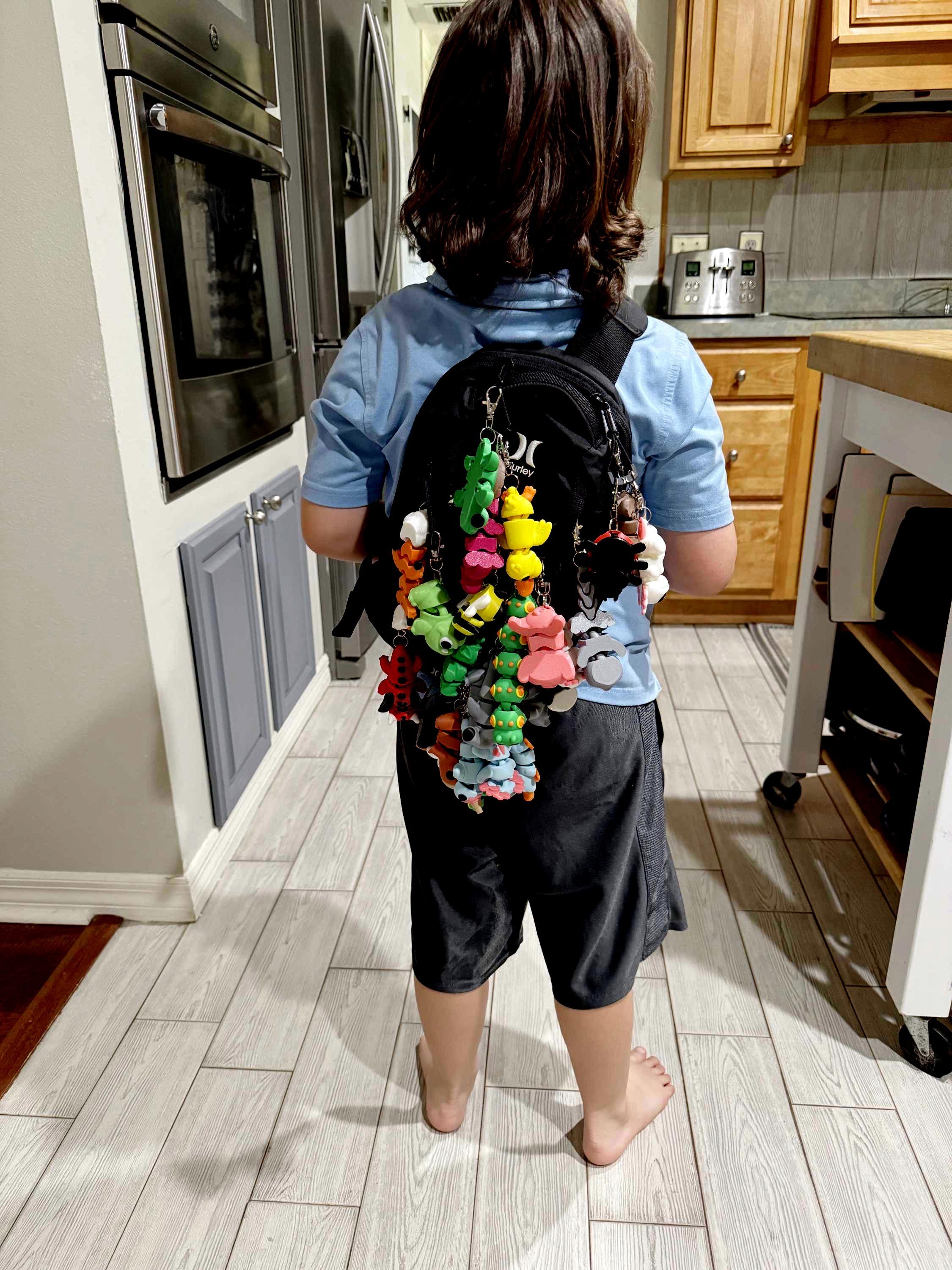 Tetradactyl Pocket Pal Flexi Fidget Keychain Articulated 3D Tetradactyl Clip On Backpack Lunchbox Camp Bag Stress Relief Companion Busy Hand