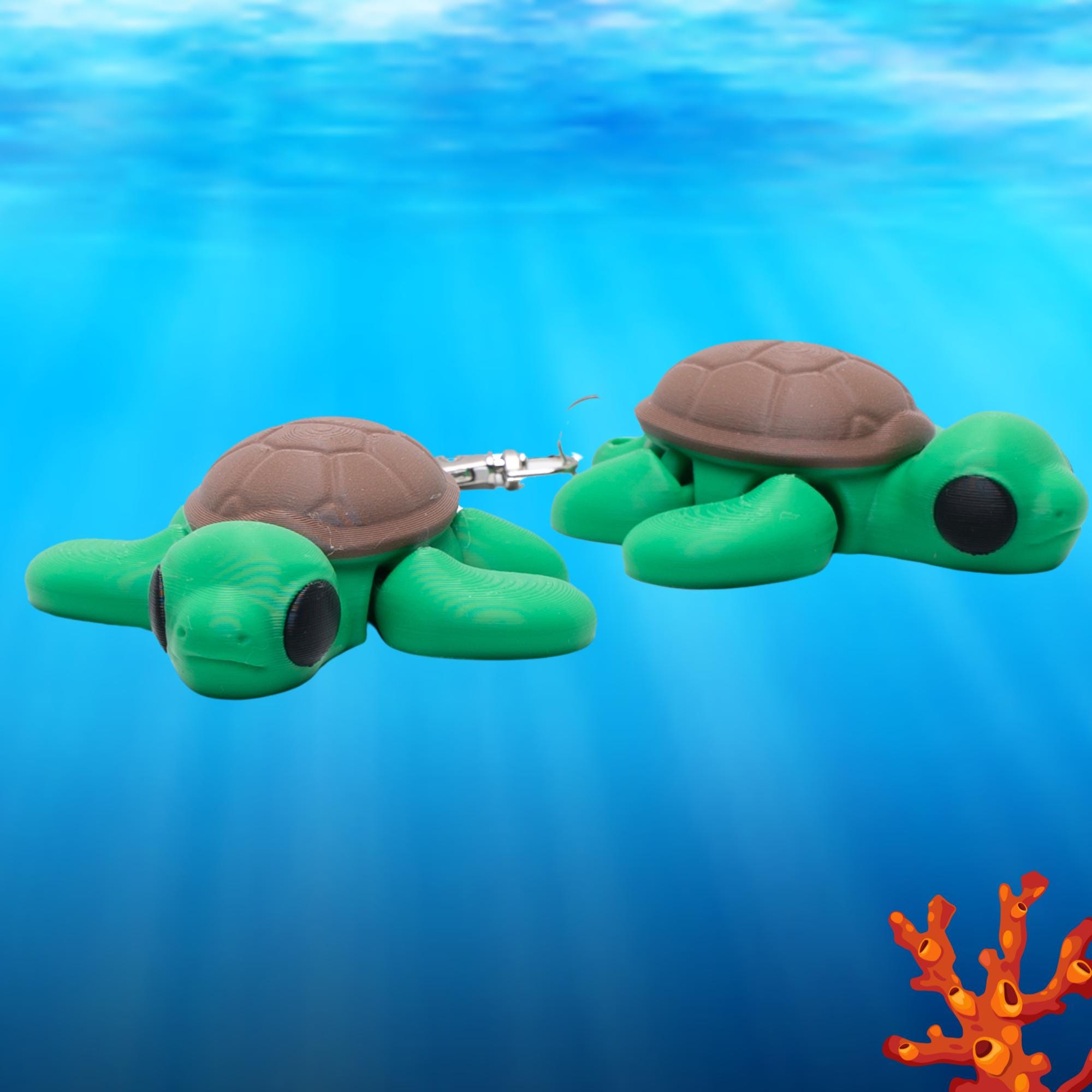 Gift for Kids Sea Turtle Fidget Toy Flexi Clip On Jiggle Pal Articulated Turtle Toy Birthday Party Favor Cake Topper or Fun Keychain Gift