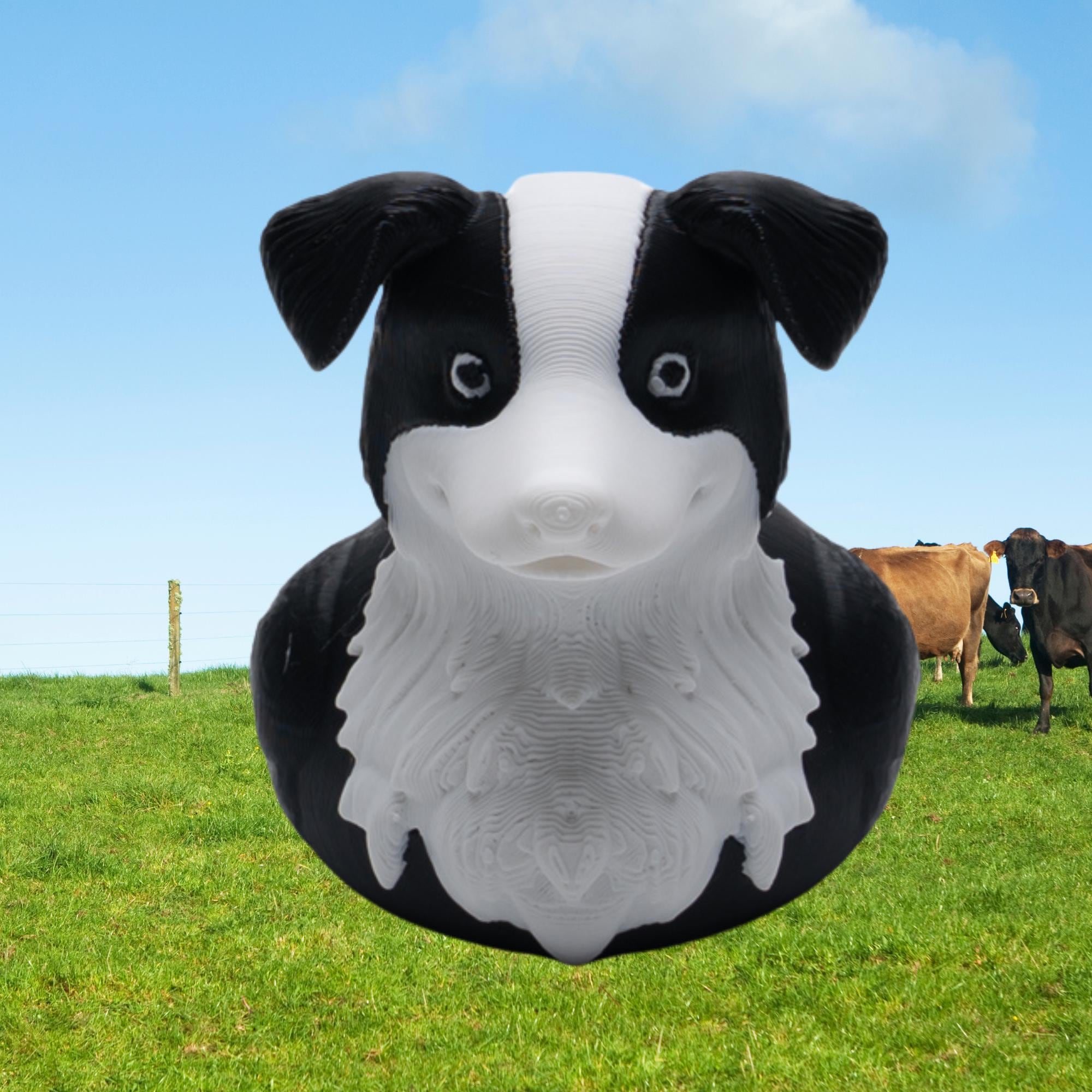 Border Collie Duck Gift for Off-Road Ducking Fans Cowboy Trail Dashboard Duck Dog Lover Party Favor Cute Cake Topper Keepsake Gift for Her