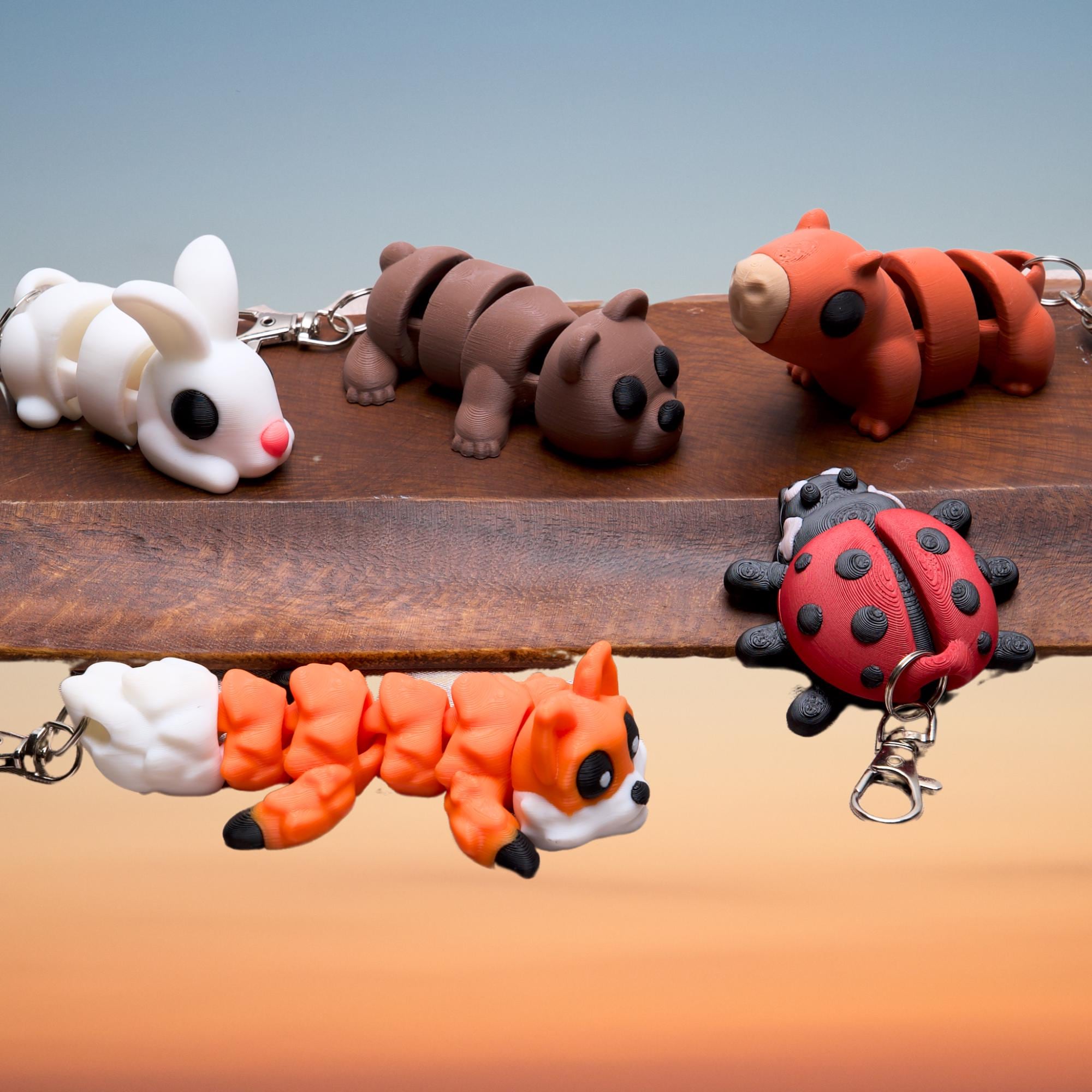 Party Favor 5 Flexi Woodland Animal Fidget Toy Keychain Gift for Kids Birthday Party Graduation Woodland Theme Cake Topper Jiggle Pal Fun
