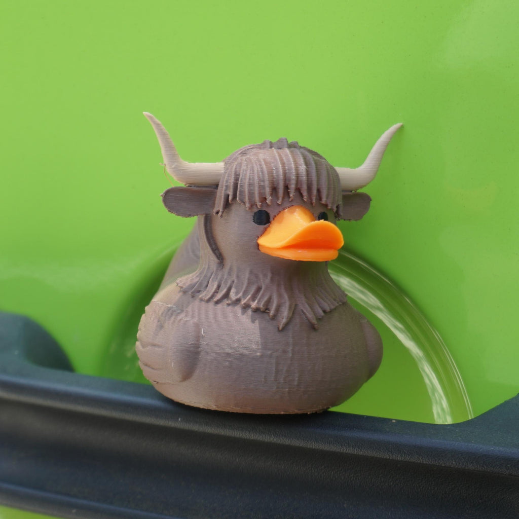 Highland Cow Duck Gift for 4x4 Ducking Fans Rustic Dashboard Duck with Horns & Bangs Country Western Cake Topper Cute Party Favor Keepsake