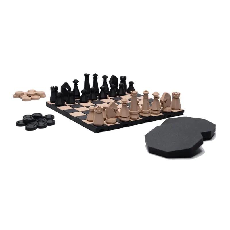 Chess & Checker Set Compact Gift for Him Travel Roll Up Case Packs Easily in Backpack for Plane Waterproof Fun on Cruise and Camping Gift
