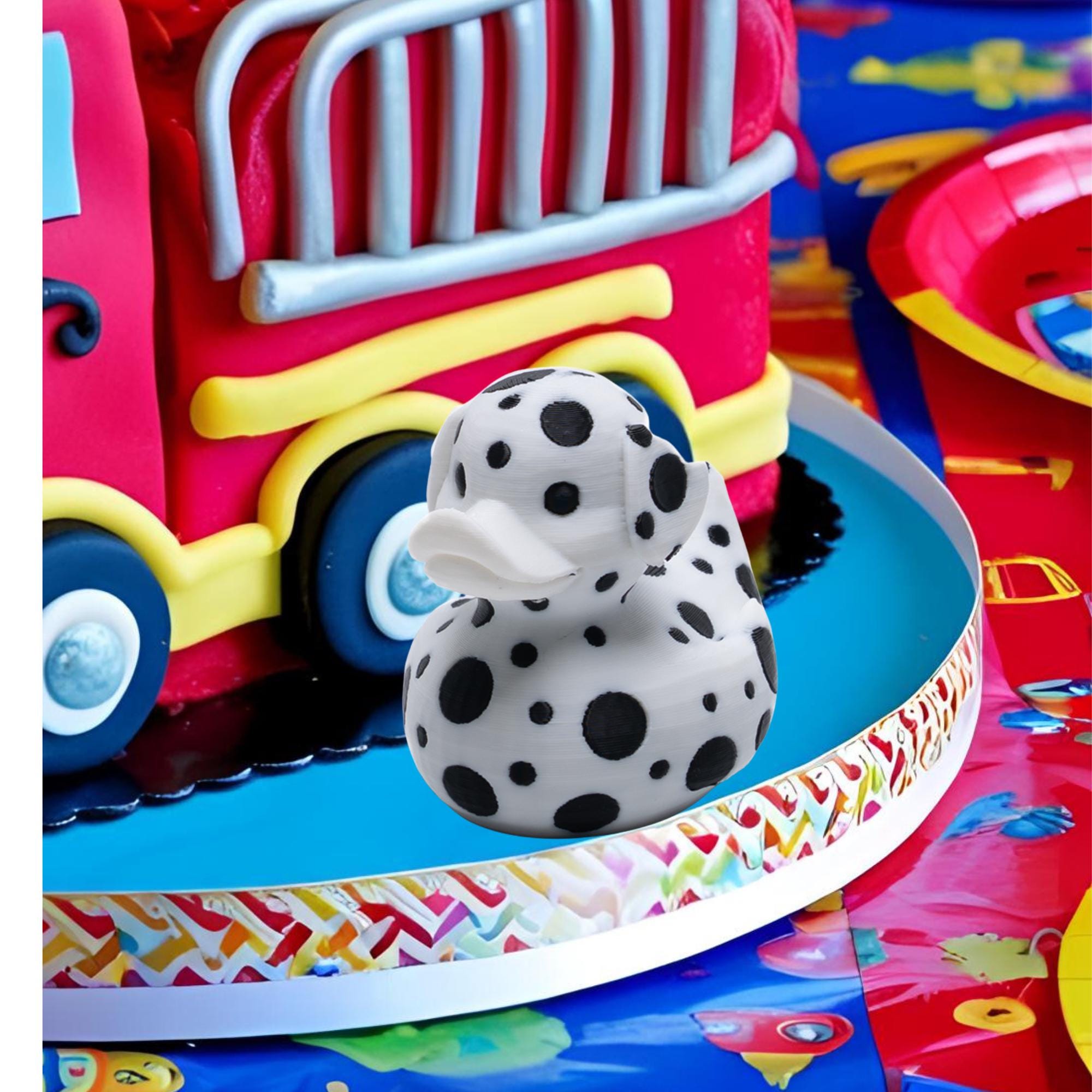 Dalmatian Cruise Duck Gift Firefighter Hide and Seek Duck Dalmatian Dog Lover Collectible Party Favor for Boys Cute Travel Duck for Cruisers