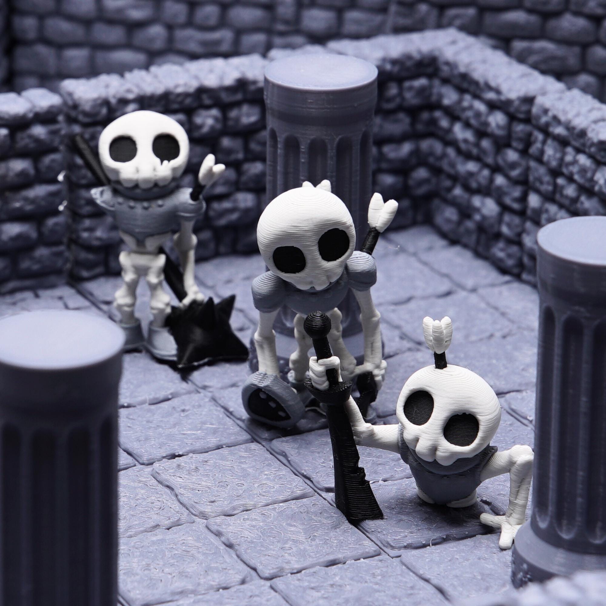 Skeleton Miniature Set for DnD 3 Undead Figures Injured and Battle-Damaged Skeletons Tabletop RPG Monster Minis Unique Gift for DnD Players