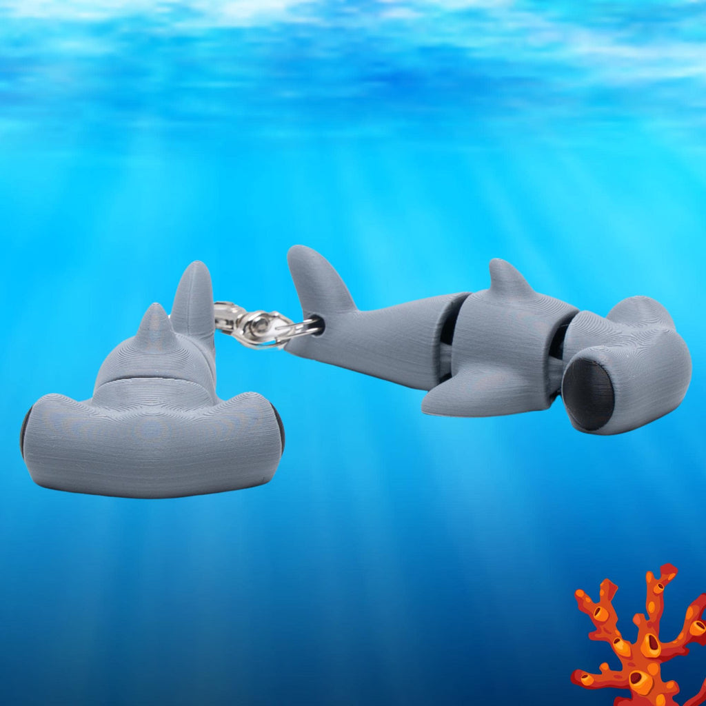 Gift for Boy Hammerhead Shark Fidget Keychain Flexi Backpack Fun Articulated Shark 3D Gift for Children Stress Relief Birthday Party Idea