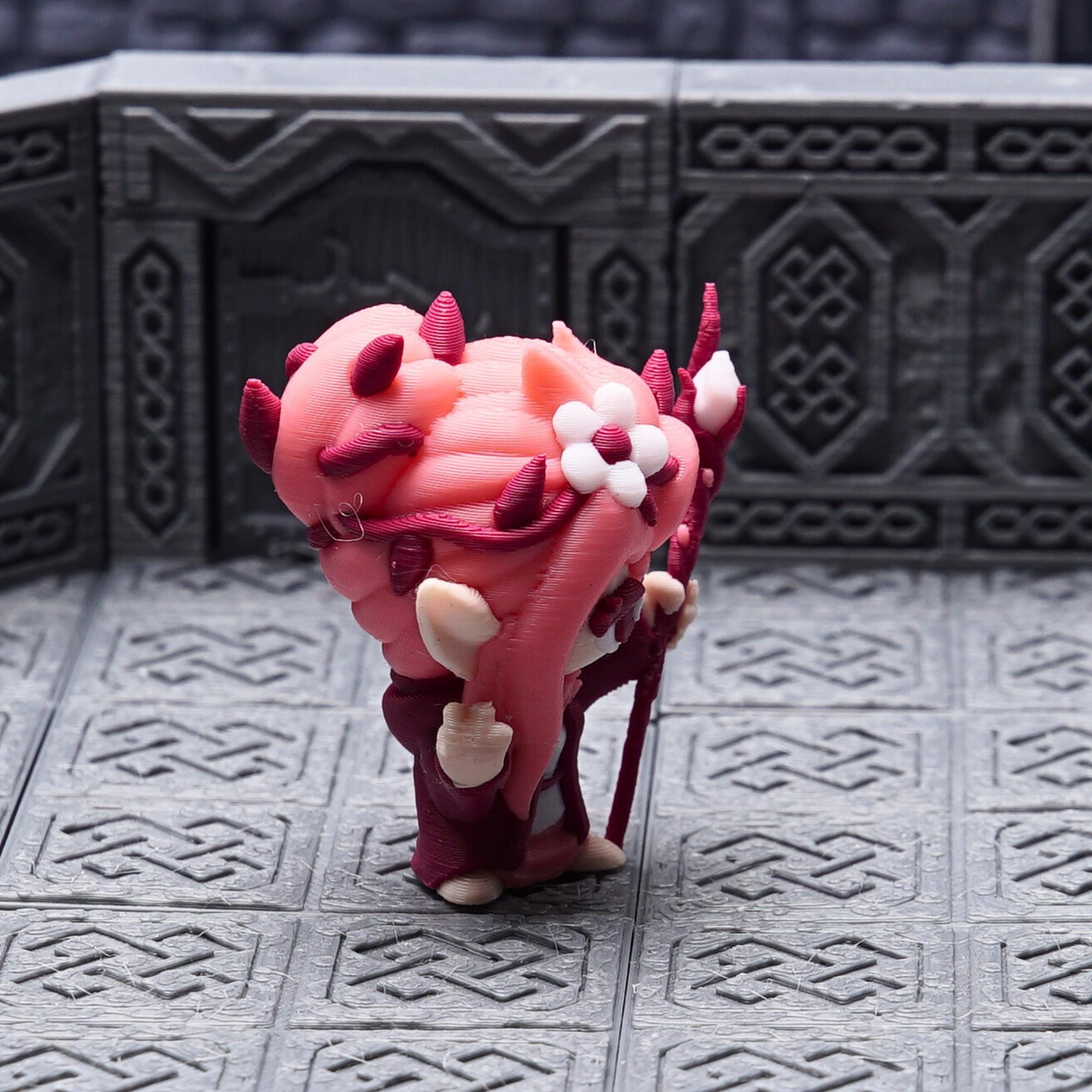 DnD Elf Druid Miniature for Tabletop Role Play Games Unique Gift for TTRPG Dungeons and Dragons Fan Female Figure Pink with Crystal Staff