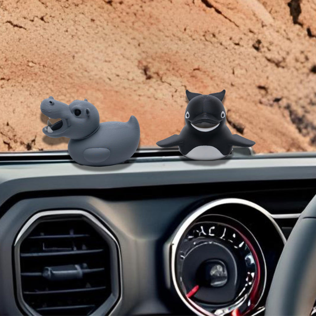 Hippo Duck Gift for Off-Road Ducking Fans Safari Animal Dashboard Duck Pool Party Favor Zoo Birthday Cake Topper Adventure Vehicle Keepsake