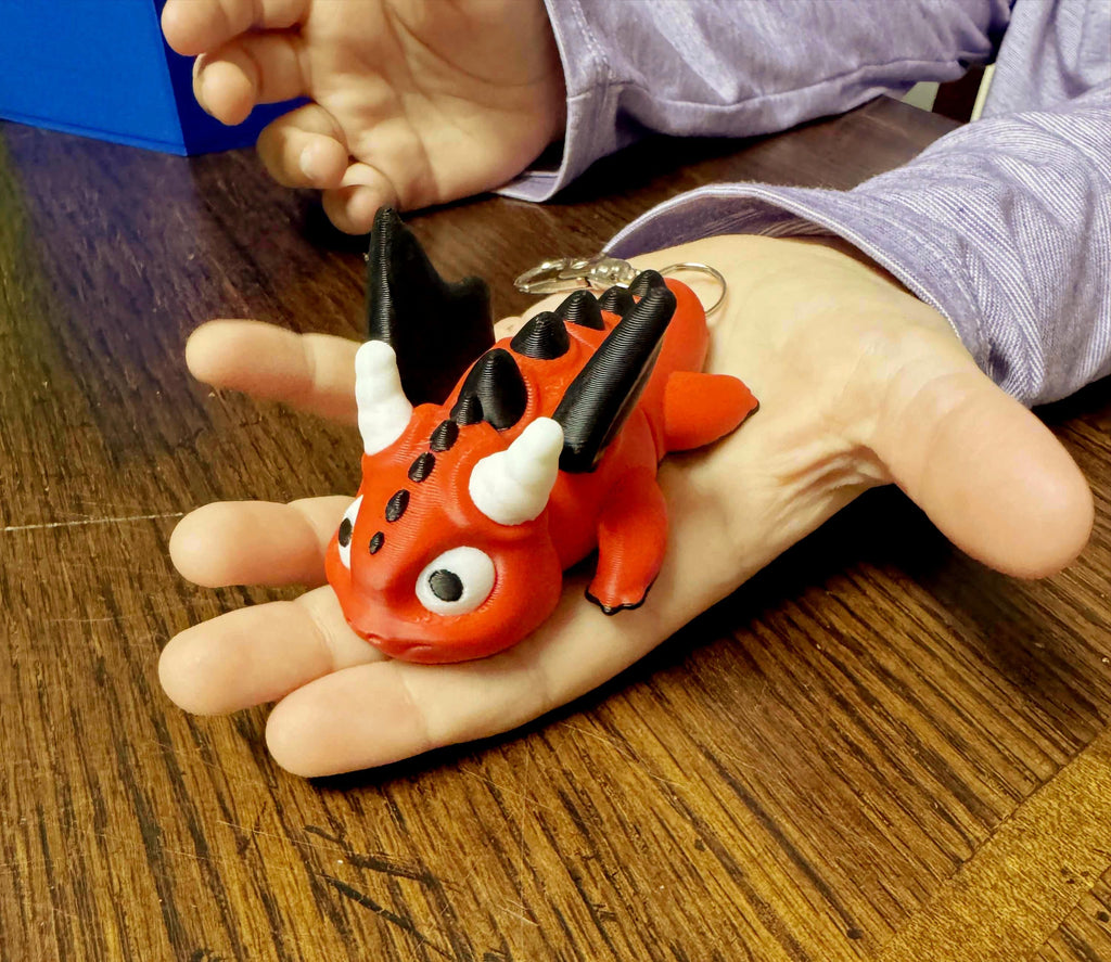 Biggie Dragon Jiggler Pet Toy Wearable 3D Articulated Clip On Backpack Buddy Non Toxic Washable No Small Part Gift for Kids Party Favor