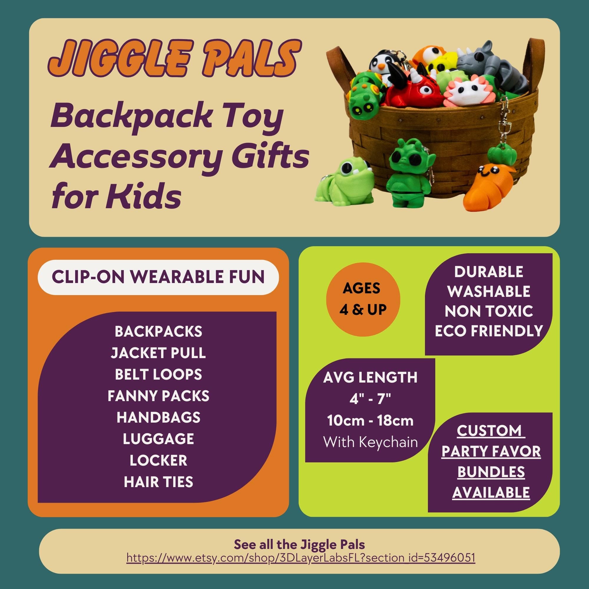 Gift for Kids Fox Flexi Fidget Toy for Stress Free Play with Articulated Jiggle Pal Clip to Backpack School and Camp Bag Friendly Fox Pet