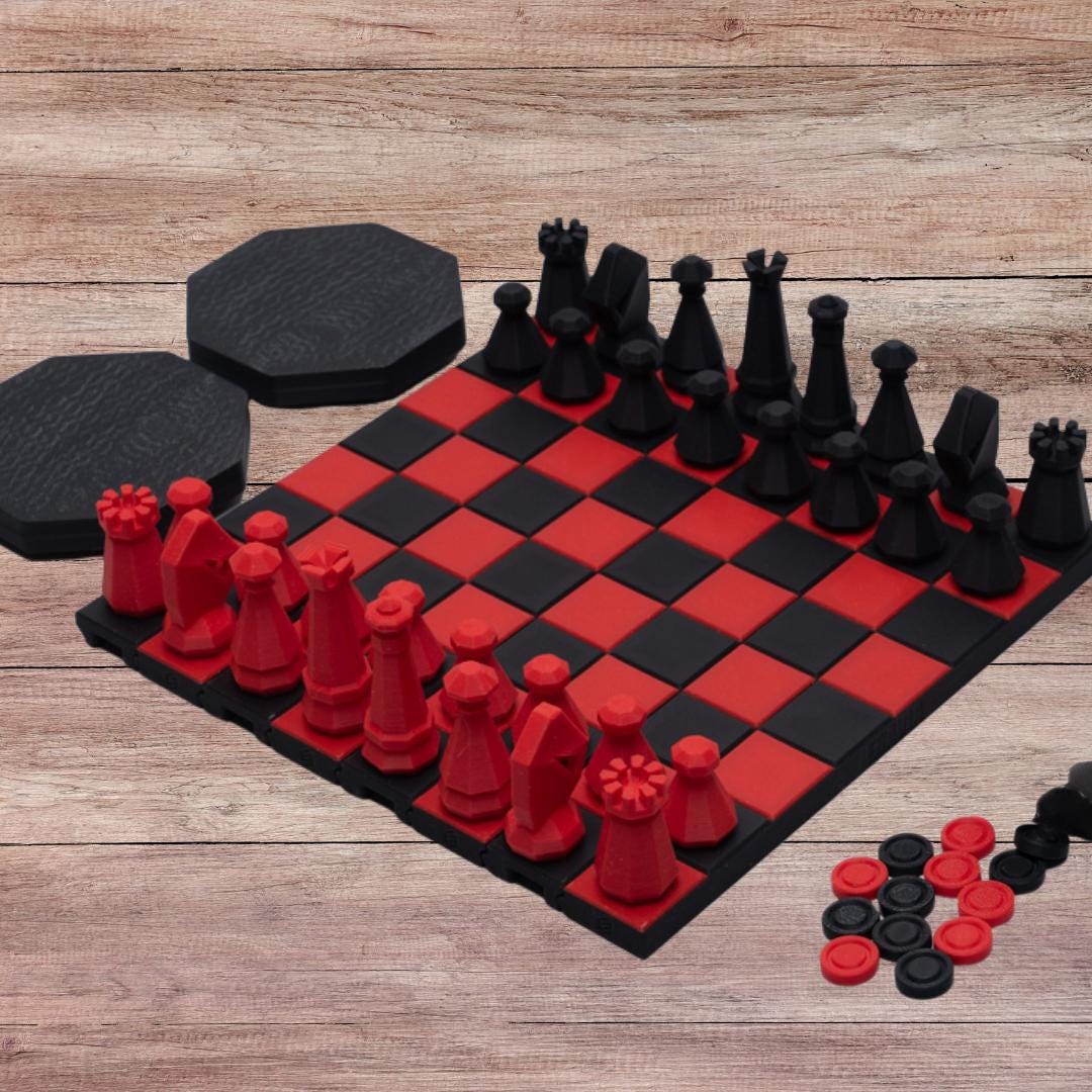 Chess & Checker Set Gift for Vacation Traveler Compact Roll Up Game Packs Easily in Backpack for Plane Waterproof Cruise and Camping Fun