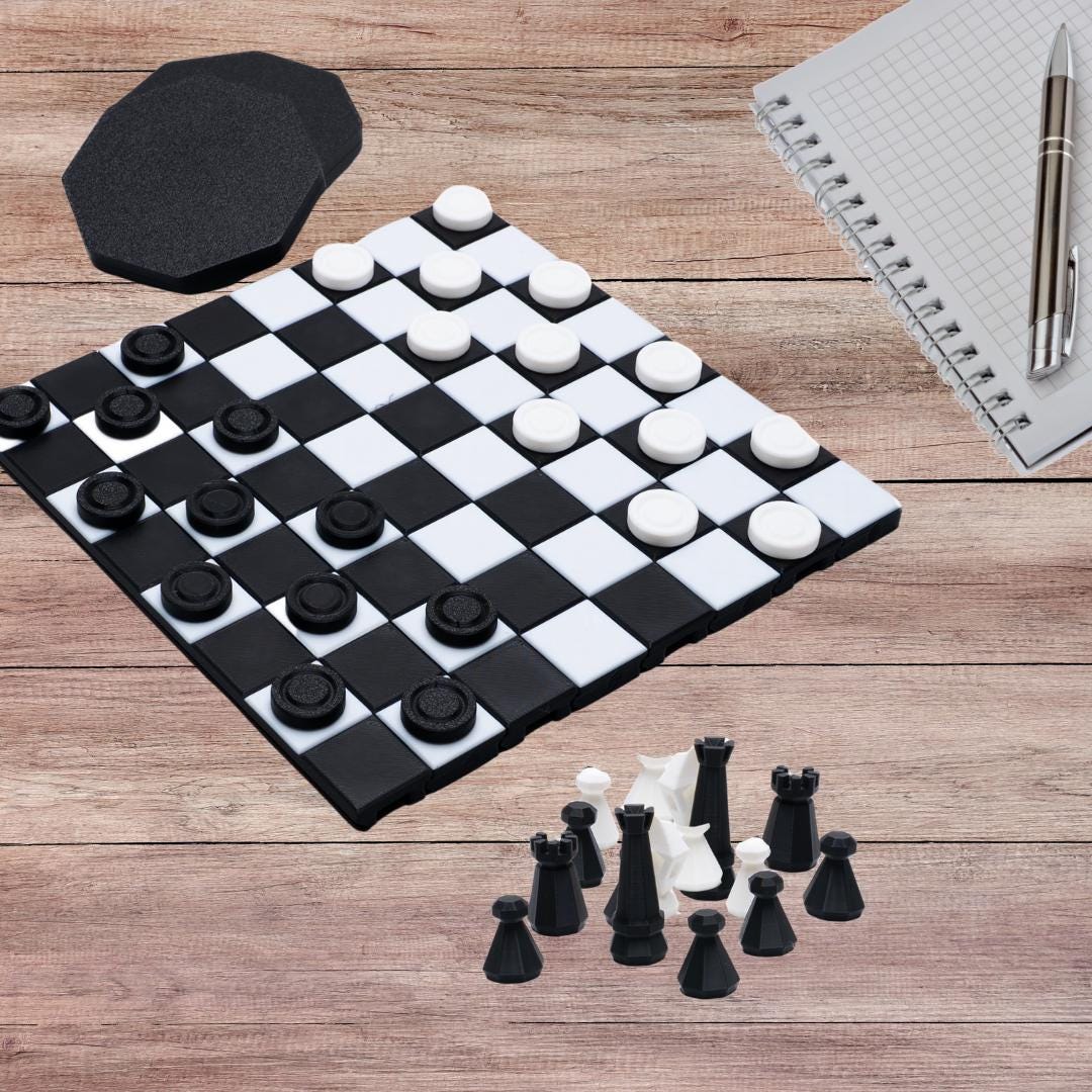Chess & Checker Set Gift for Vacation Traveler Compact Roll Up Game Packs Easily in Backpack for Plane Waterproof Cruise and Camping Fun