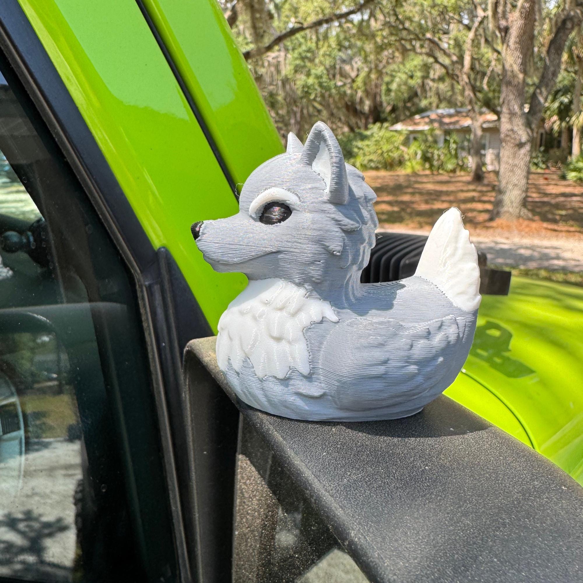 Black Wolf Duck for Ducking 3D Printed Trail Duck Gift for 4x4 Owners Off-Road Dashboard Buddy Overland Adventure Duck Ducker Surprise Wolf