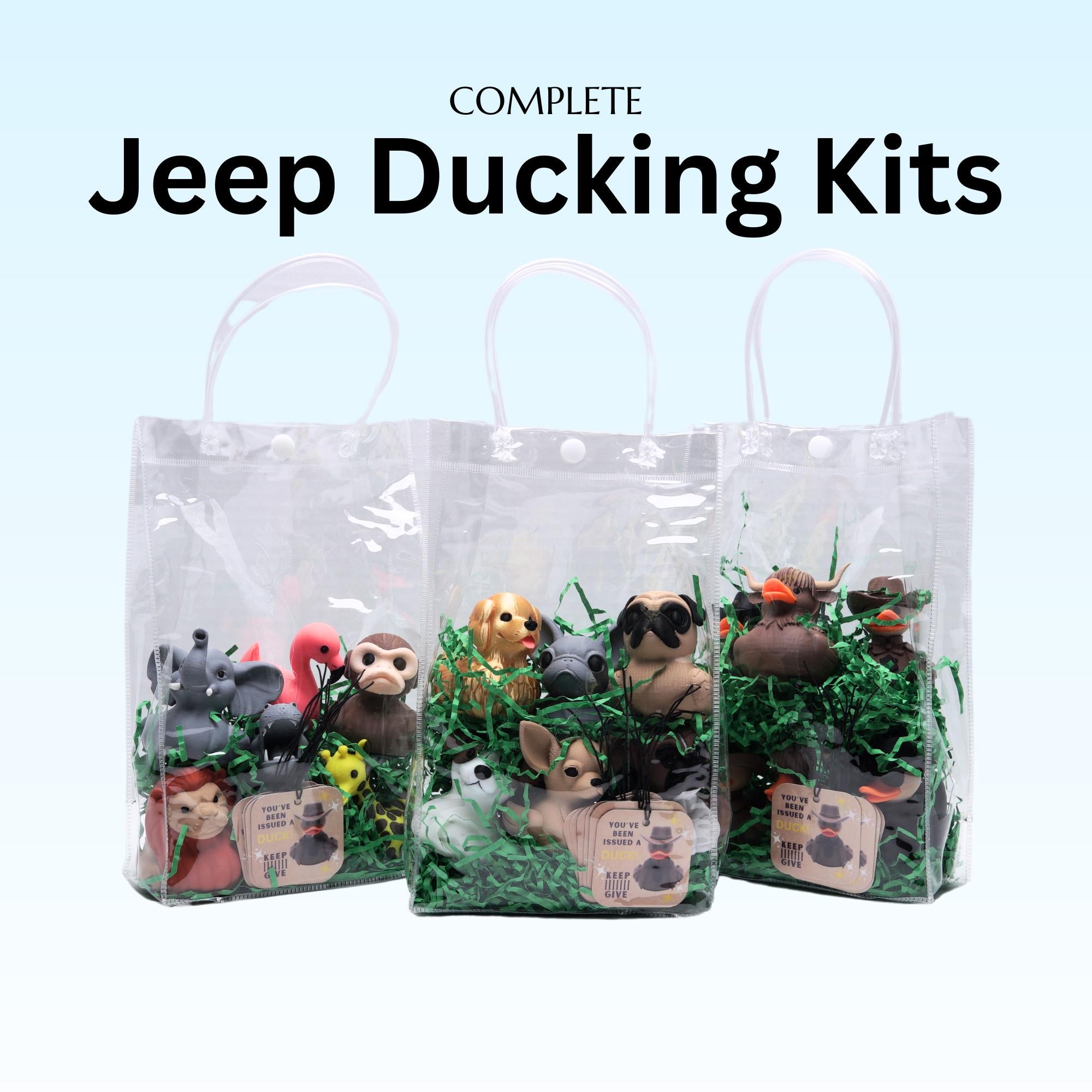Duck Duck Kit Complete Ducking Set 6-Pack Safari Theme Ducks with Ties and Tags in Bag for Road Trip and Cruise Ducking Fun Hide and Seek