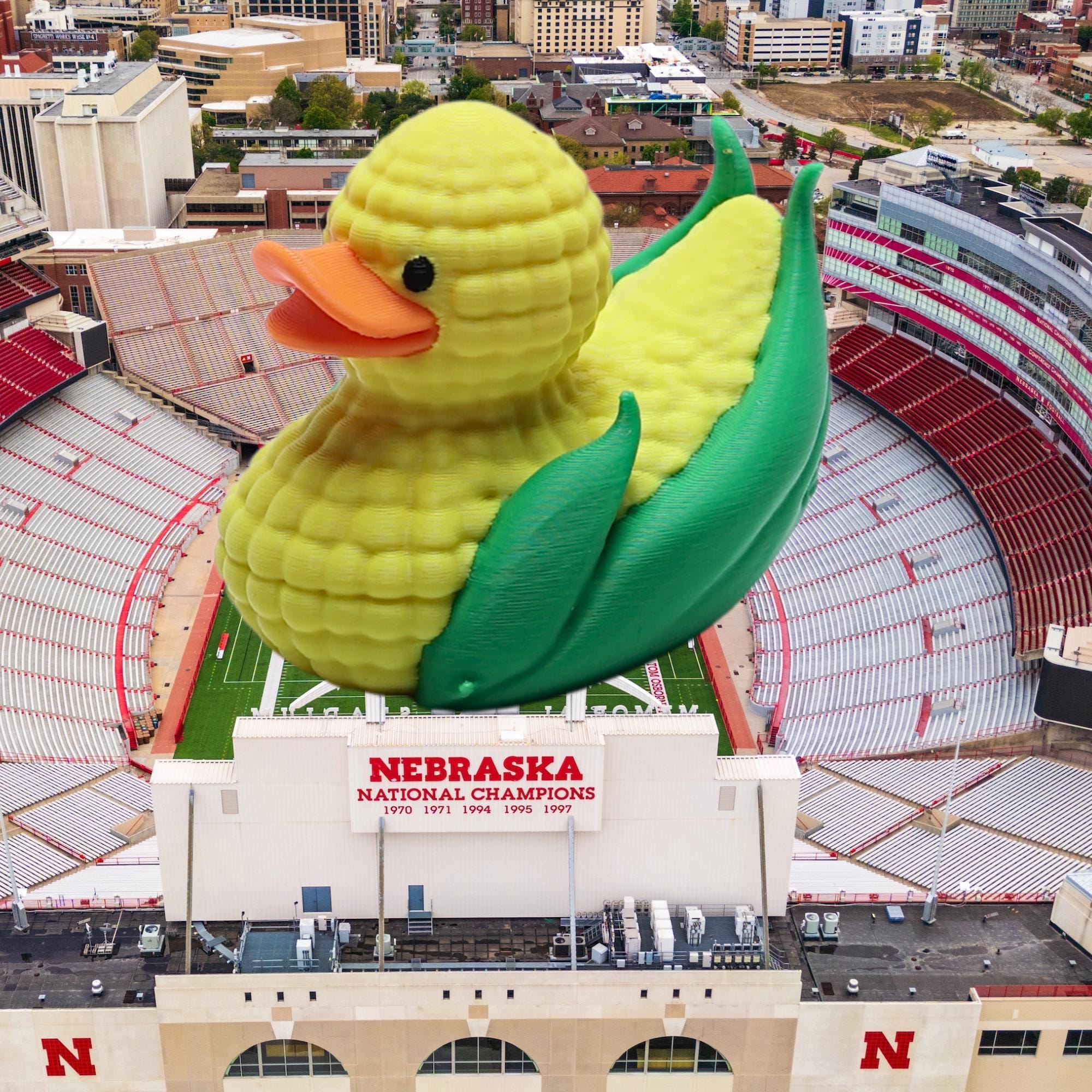 Corn Duck Gift for University of Nebraska Fan or Jeep Ducking Gift for Thanksgiving Corn on Cob Duck for Dashboard and Cruise Fun Collector