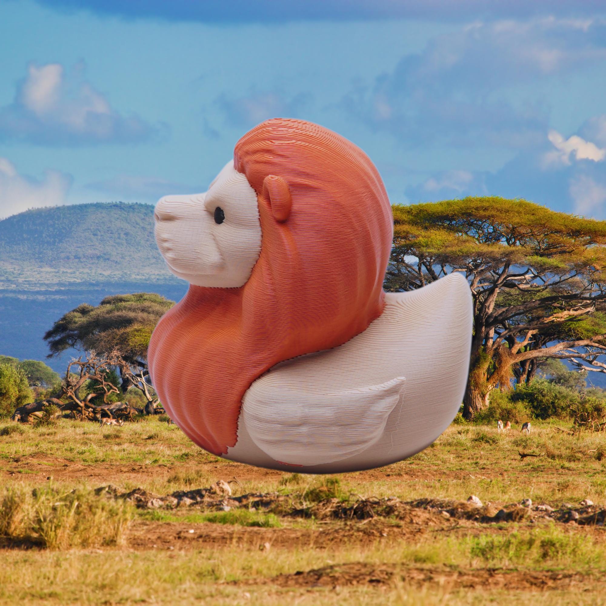 Lion Duck Gift for Off-Road Ducking Fans Safari Dashboard Duck for Adventure Vehicles Zoo Birthday Party Favor Lion Cake Topper Keepsake