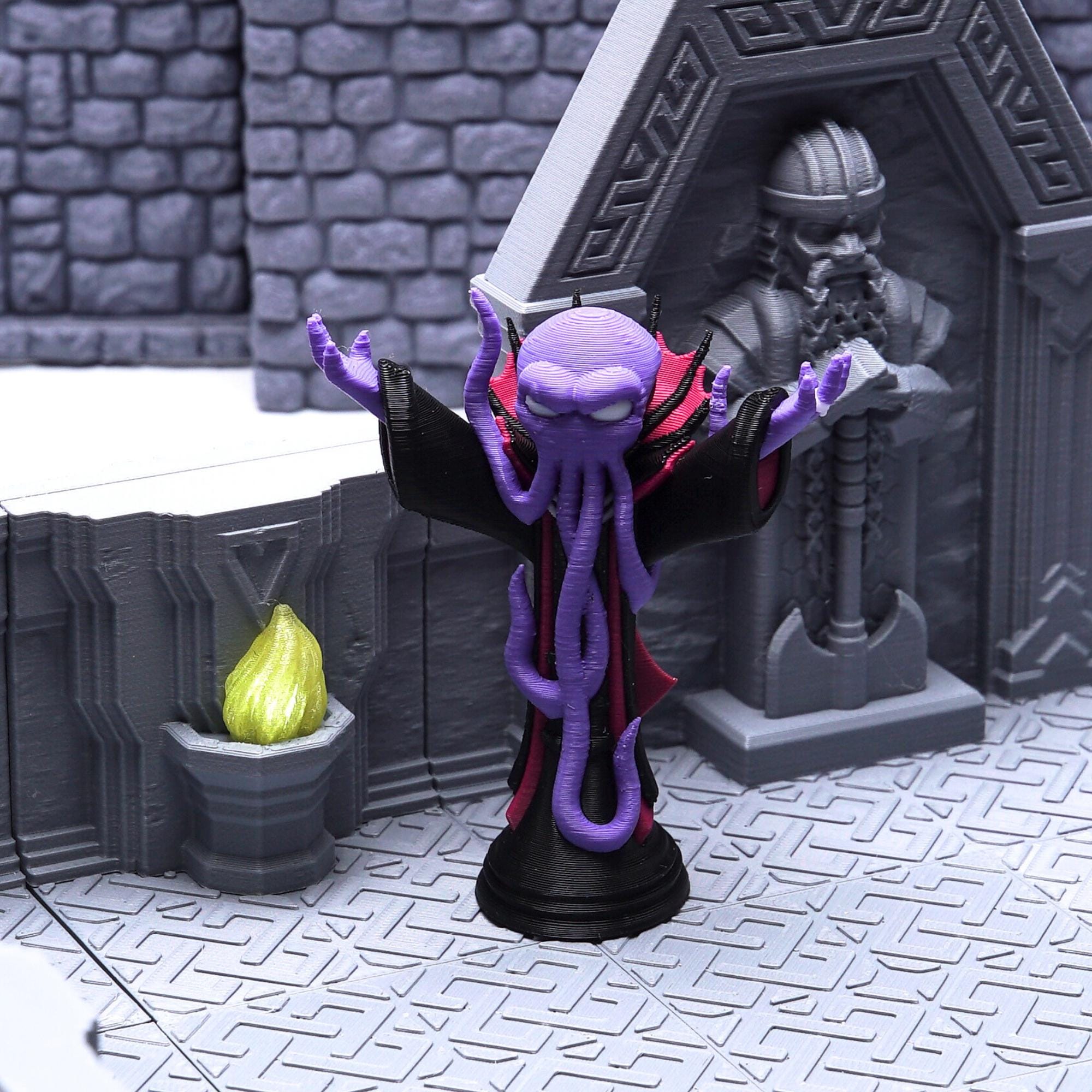 DnD Mind Flayer Miniature for Tabletop Game Play Purple Tentacle Wizard Figure for Use or Gift for Him DnD Unique 3D Printed Character Mini