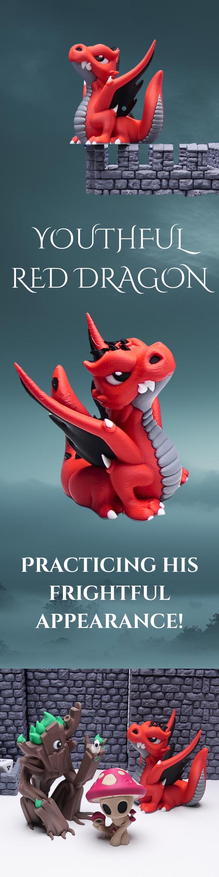 DnD Young Red Dragon Miniature for Tabletop Role Play Games Unique Design Gift for TTRPG Dungeons and Dragons Monster w Frightful Presence