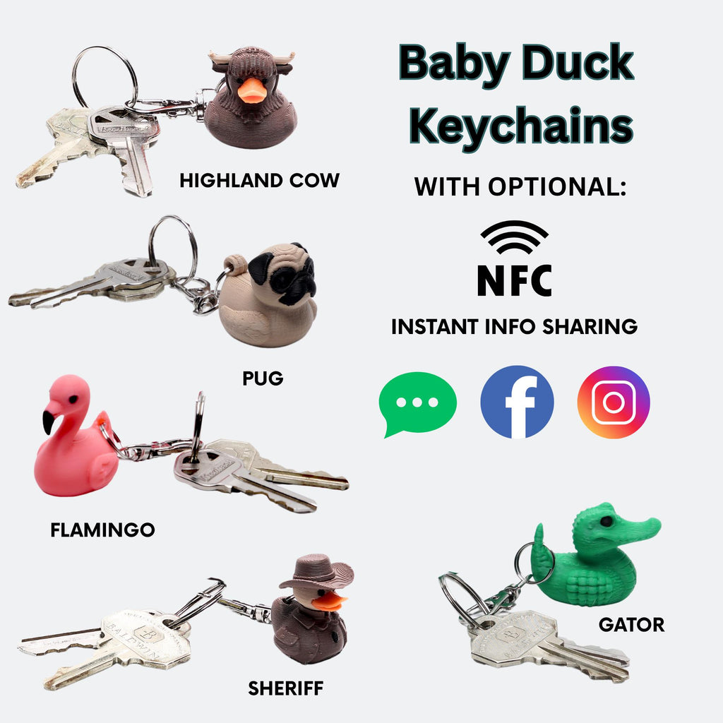 Sheriff Duck Jeep Mini NFC Keychain for Duck Jeep and Cruise Fan Gift for Law Enforcement add NFC to Share Social Text with Tap from Cell