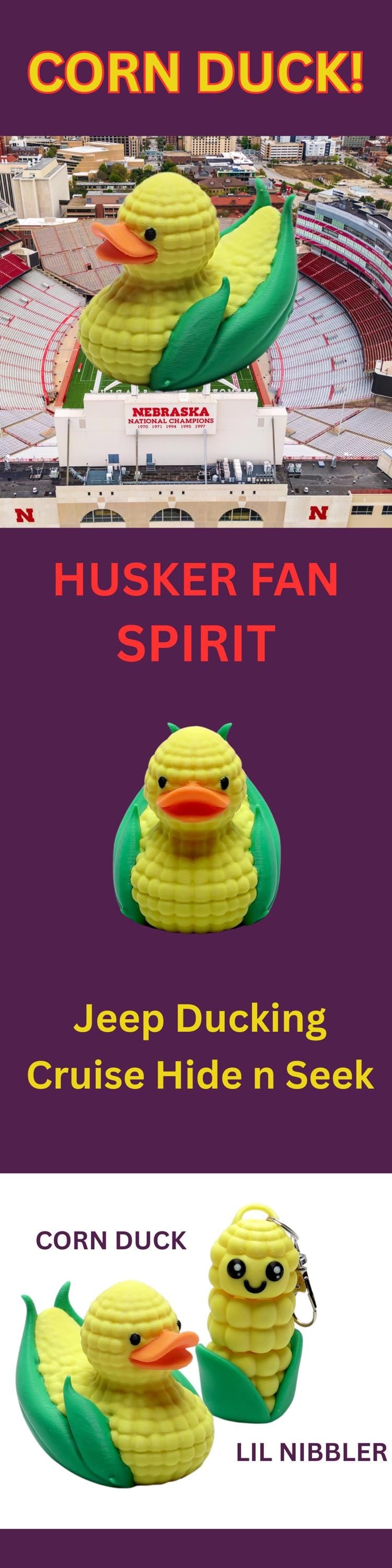 Corn Duck Gift for University of Nebraska Fan or Jeep Ducking Gift for Thanksgiving Corn on Cob Duck for Dashboard and Cruise Fun Collector