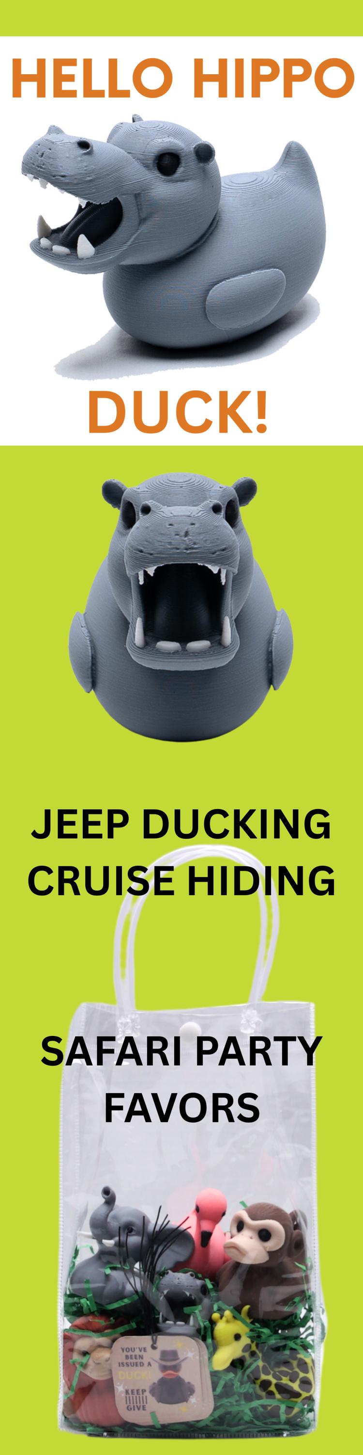 Hippo Cruise Duck Gift Safari Hide and Seek Duck for Kids Zoo Animal Birthday Party Favor Pool Party Cake Topper Wildlife Travel Keepsake