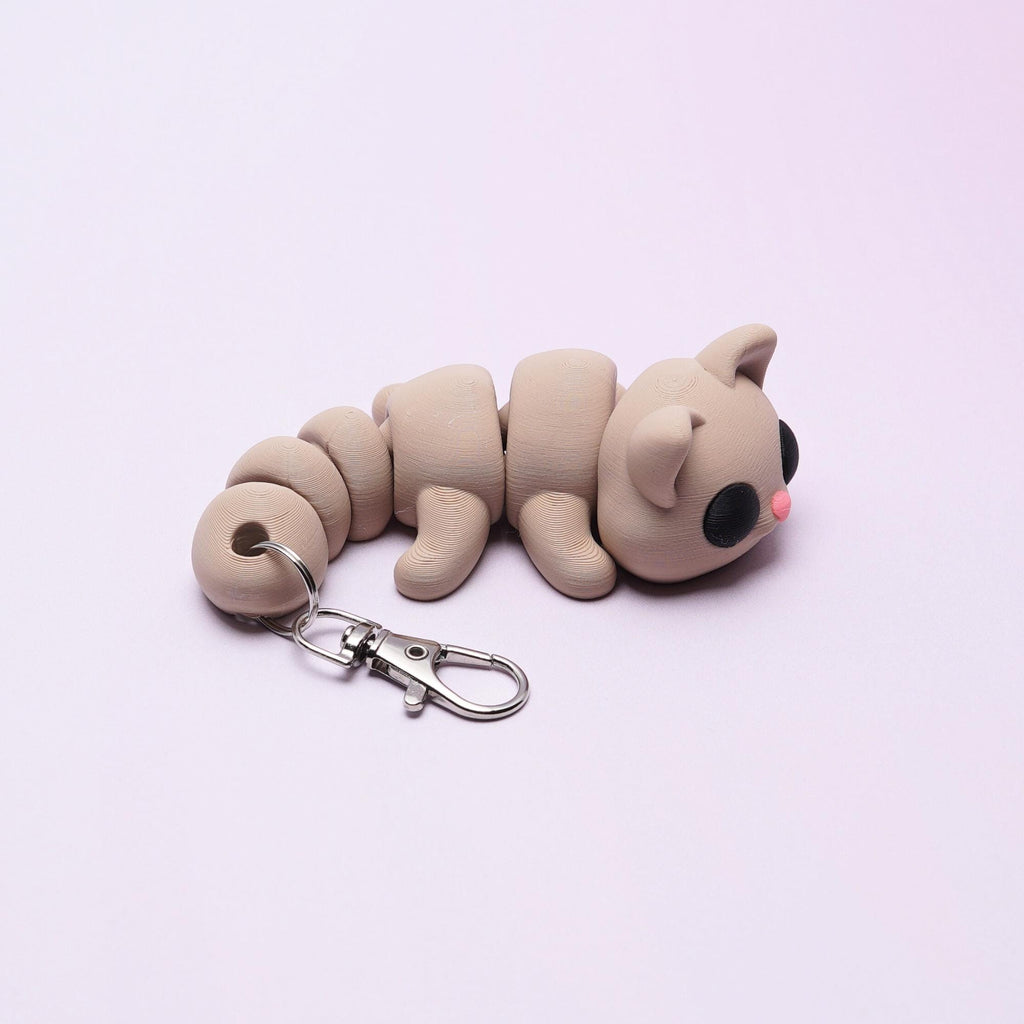 Cat Flexi Fidget Toy Gift for Kids for Fun Stress Free Play with 3D Articulated Kitty Cat Clip Backpack School and Camp Friend Waterproof