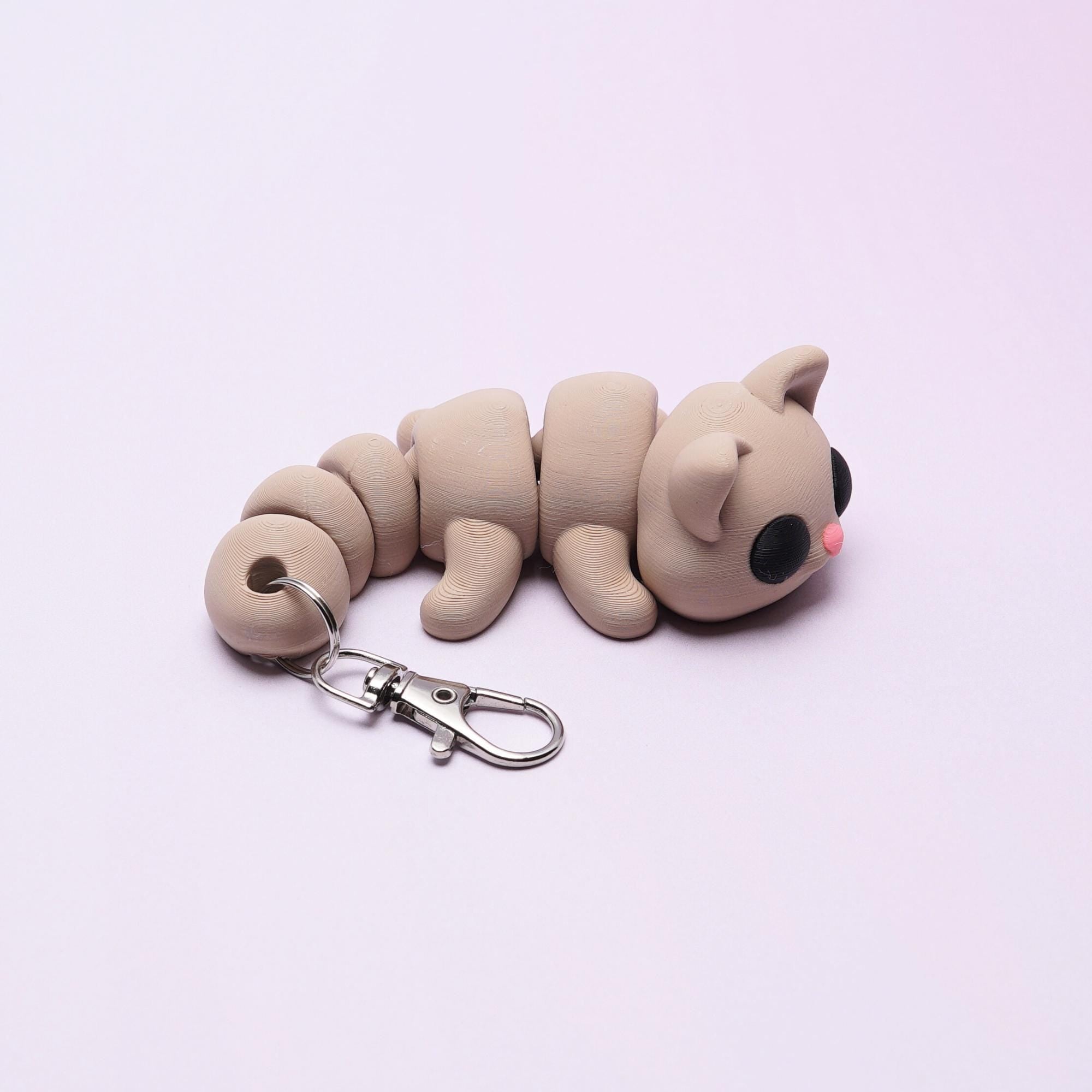 Cat Flexi Fidget Toy Gift for Kids for Fun Stress Free Play with 3D Articulated Kitty Cat Clip Backpack School and Camp Friend Waterproof
