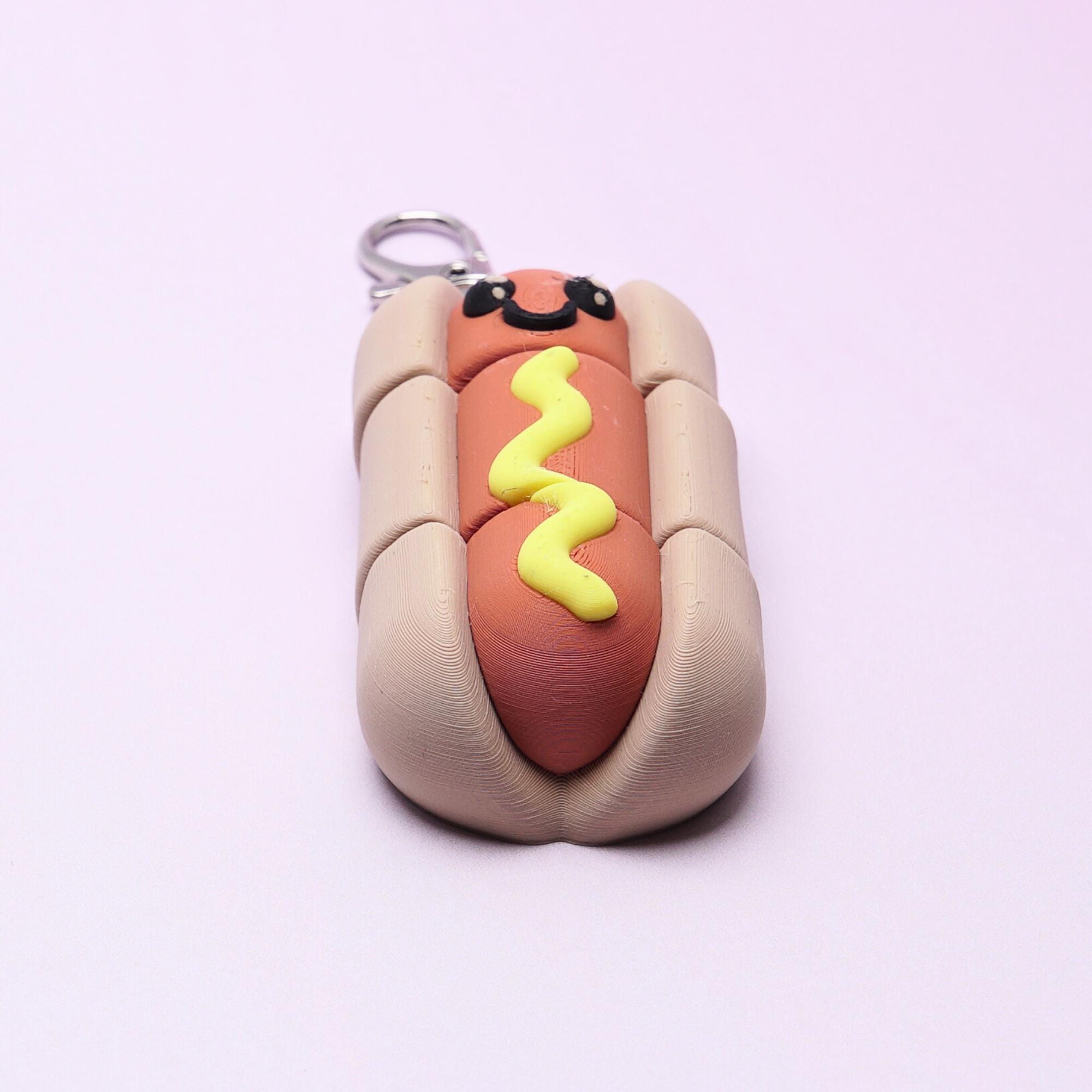 Hotdog Keychain Articulated 3D Hotdog Fidget Stress Free Play Clip On Funny Backpack Luggage Bag Charm for Kids and Adult Chicago Souvenir