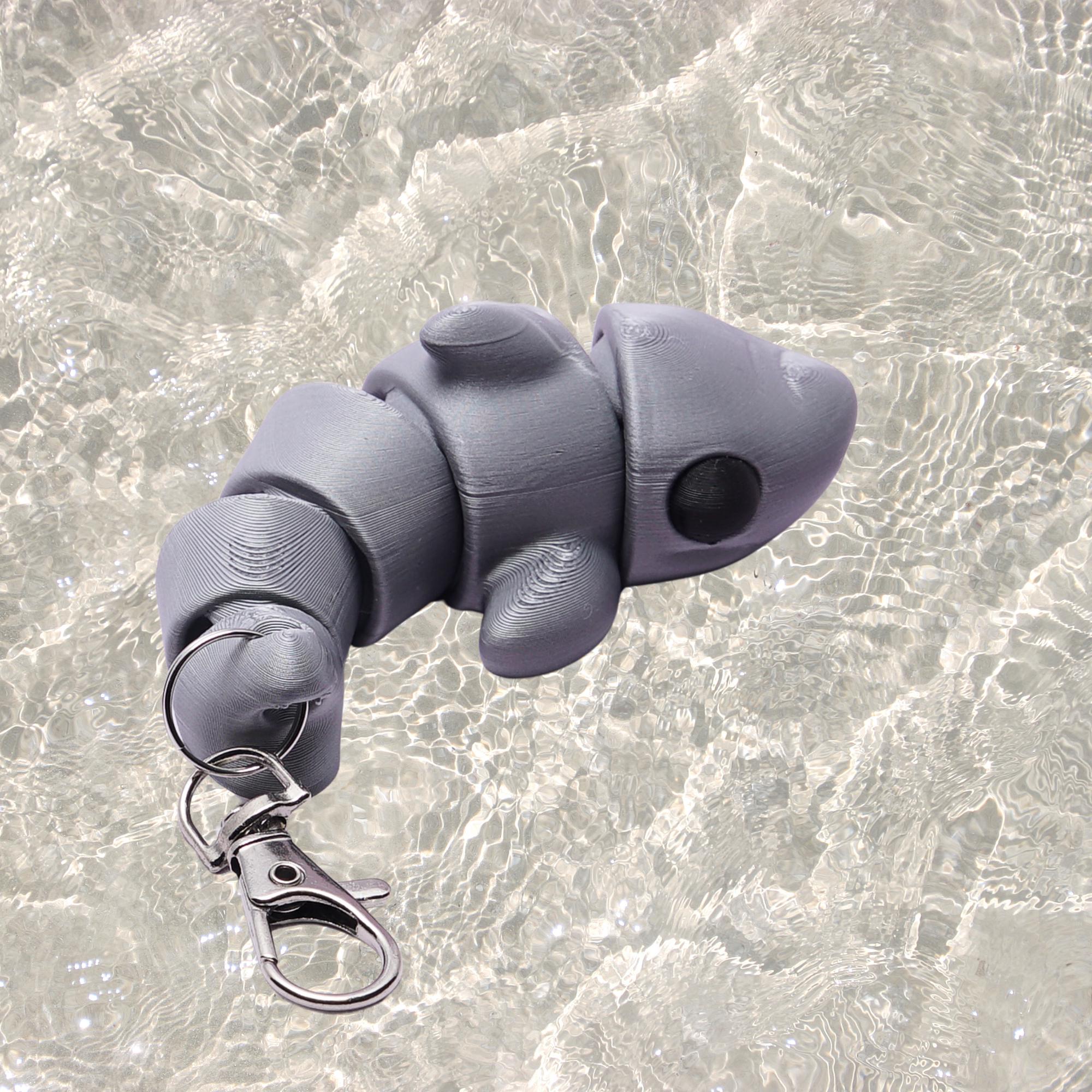 Shark Flexi Fidget Pocket Toy Keychain Articulated 3D Shark Clip On Backpack Lunchbox Camp Bag Stress Relief Companion Toy Gray Shark Busy