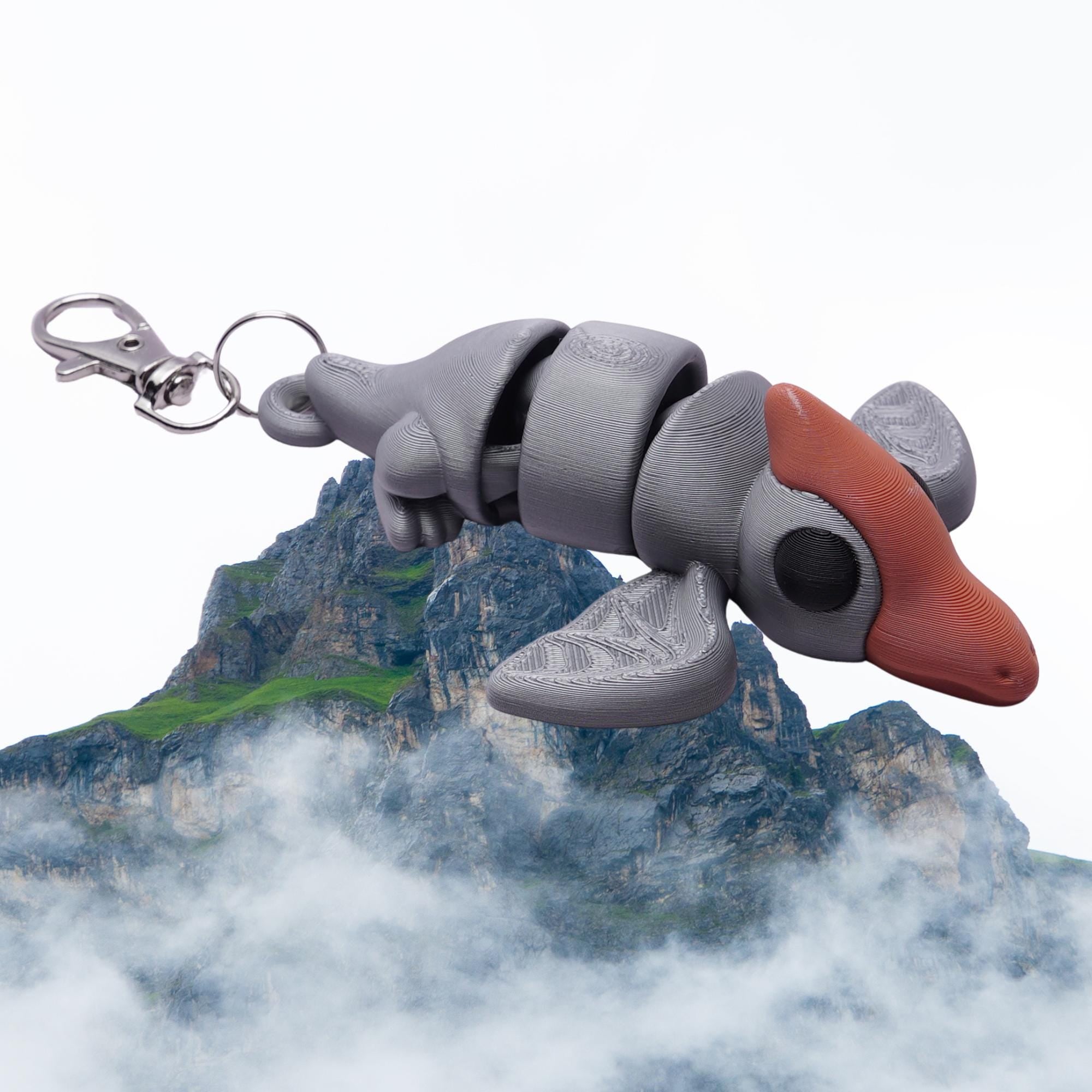 Tetradactyl Pocket Pal Flexi Fidget Keychain Articulated 3D Tetradactyl Clip On Backpack Lunchbox Camp Bag Stress Relief Companion Busy Hand