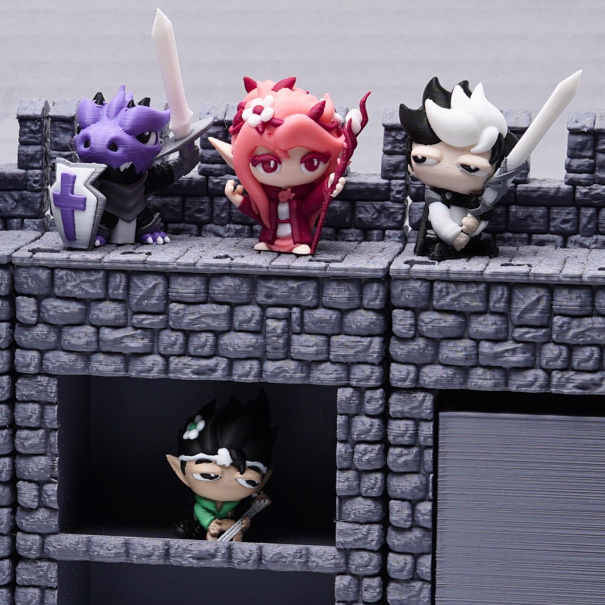 Hero Miniature DnD Set of 4 Character Minis Fighter, Druid, Bard, Dragonborn Paladin Fantasy Figures TT Games Unique Gift for DnD Players