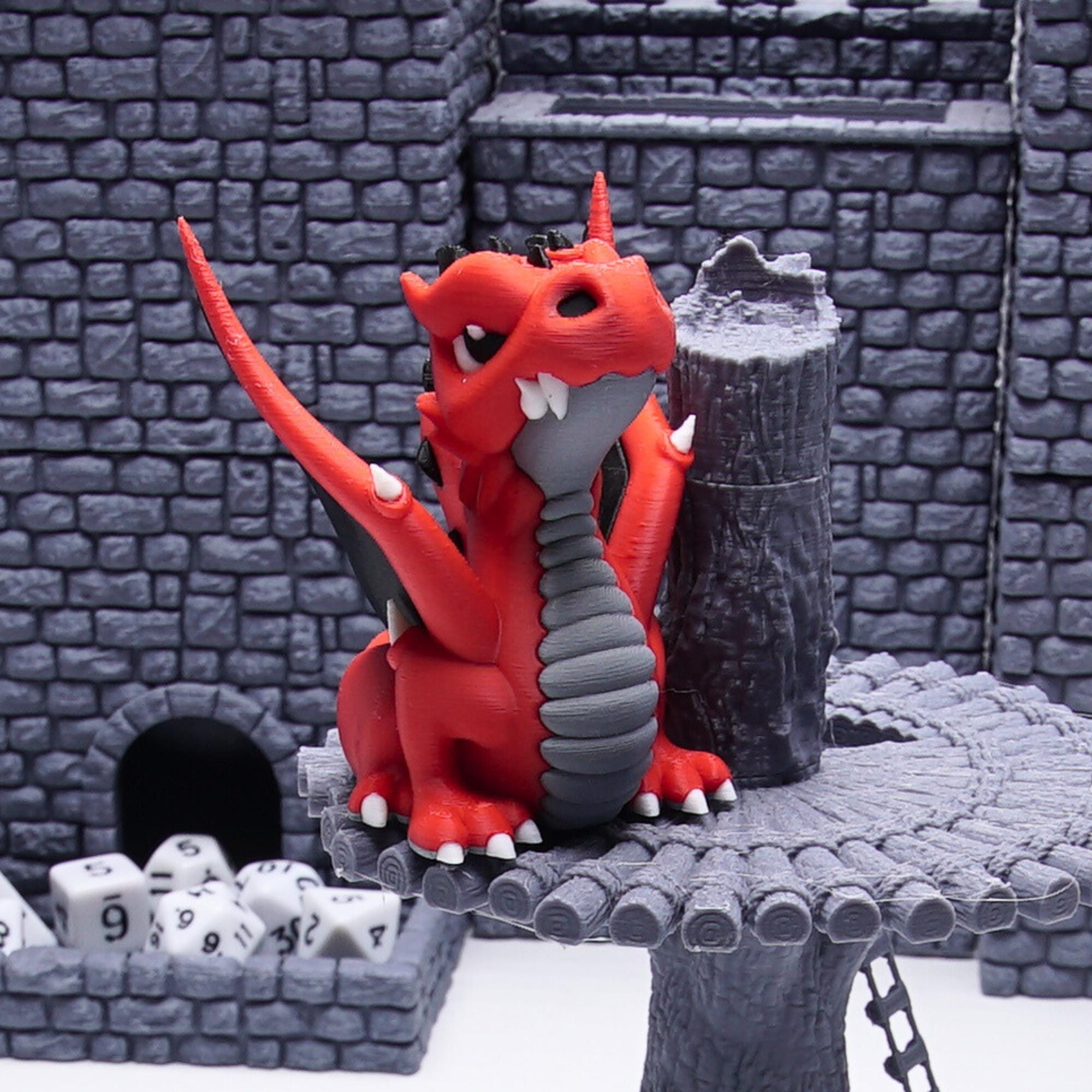 DnD Young Red Dragon Miniature for Tabletop Role Play Games Unique Design Gift for TTRPG Dungeons and Dragons Monster w Frightful Presence
