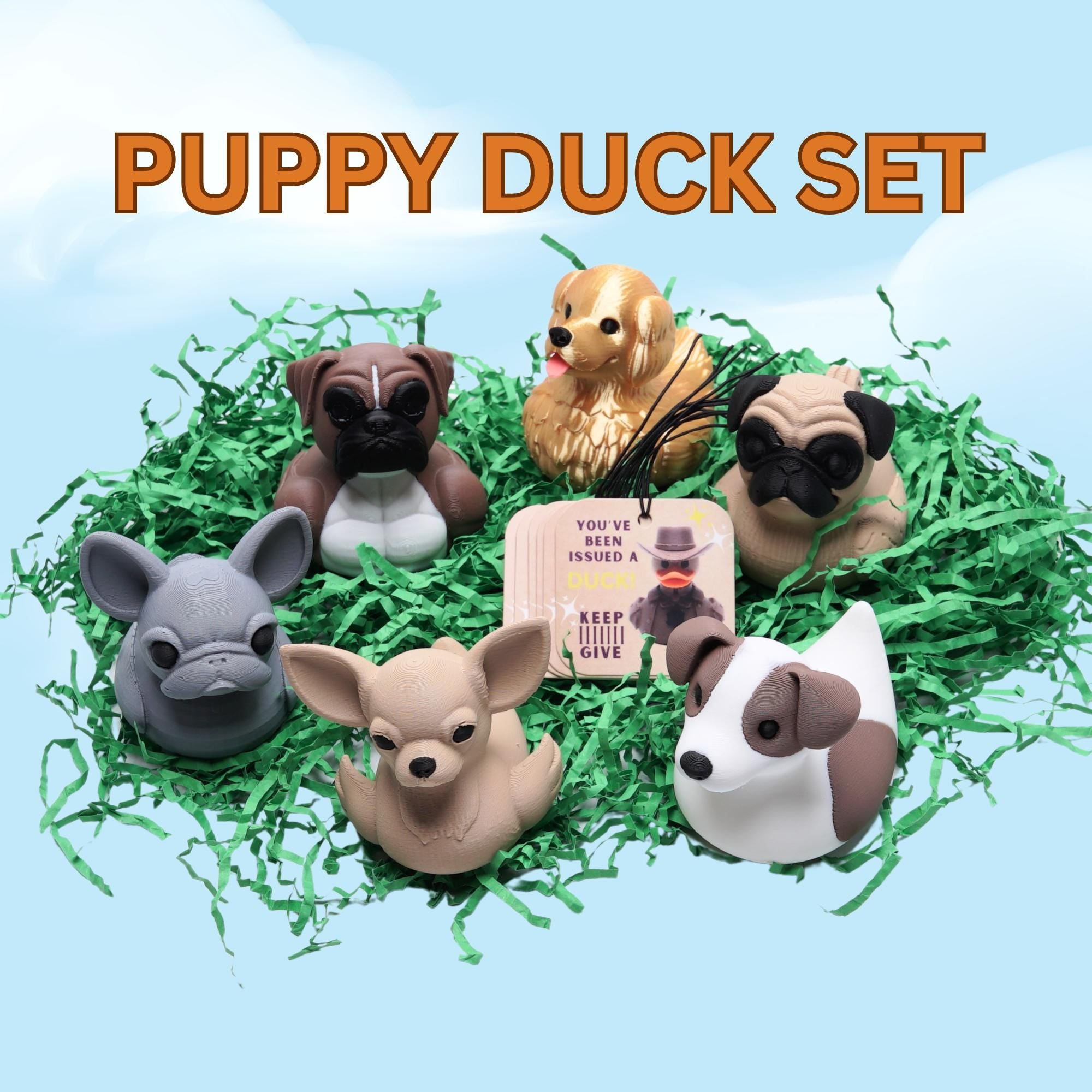 Puppy Duck Set for Ducking Vehicles and Cruising Ducking Fun Dog Lovers Duck 6-Pack with Ties Tags in Bag for Easy Ducking Complete Duck Kit