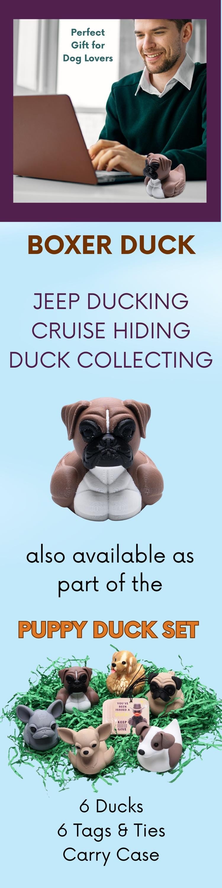 Boxer Cruise Duck Gift Dog Lover Hide n Seek Duck Fun Travel Gift for Him Puppy Party Favor Dog Birthday Cake Topper Souvenir Keepsake Duck