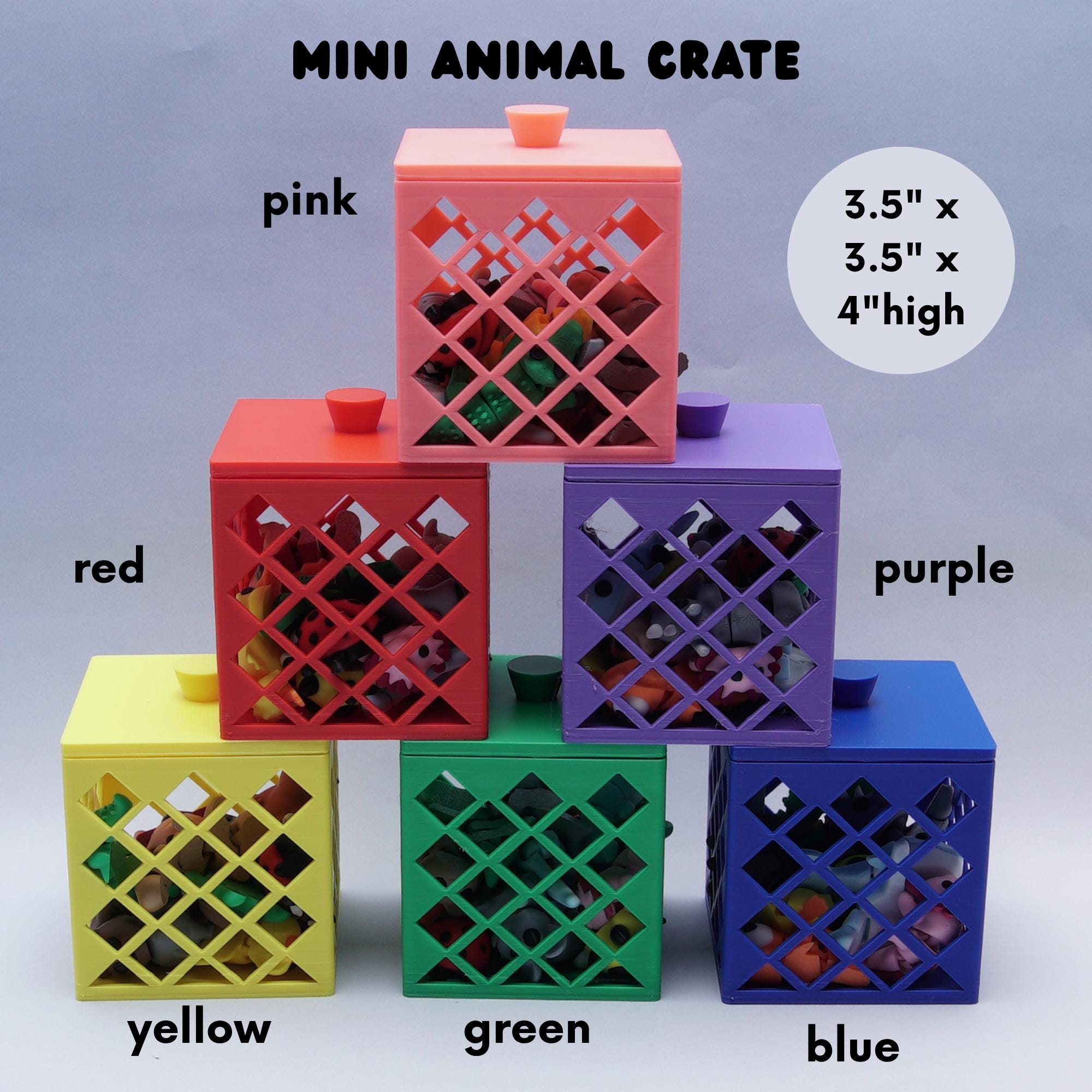 Mini Animal Fidget Toy Set 15 Pocket Pal Baby Animals in 3D Printed Crate Cute Party Favor, Desk Toy, Stress Relief Gift Idea for Kids Teens