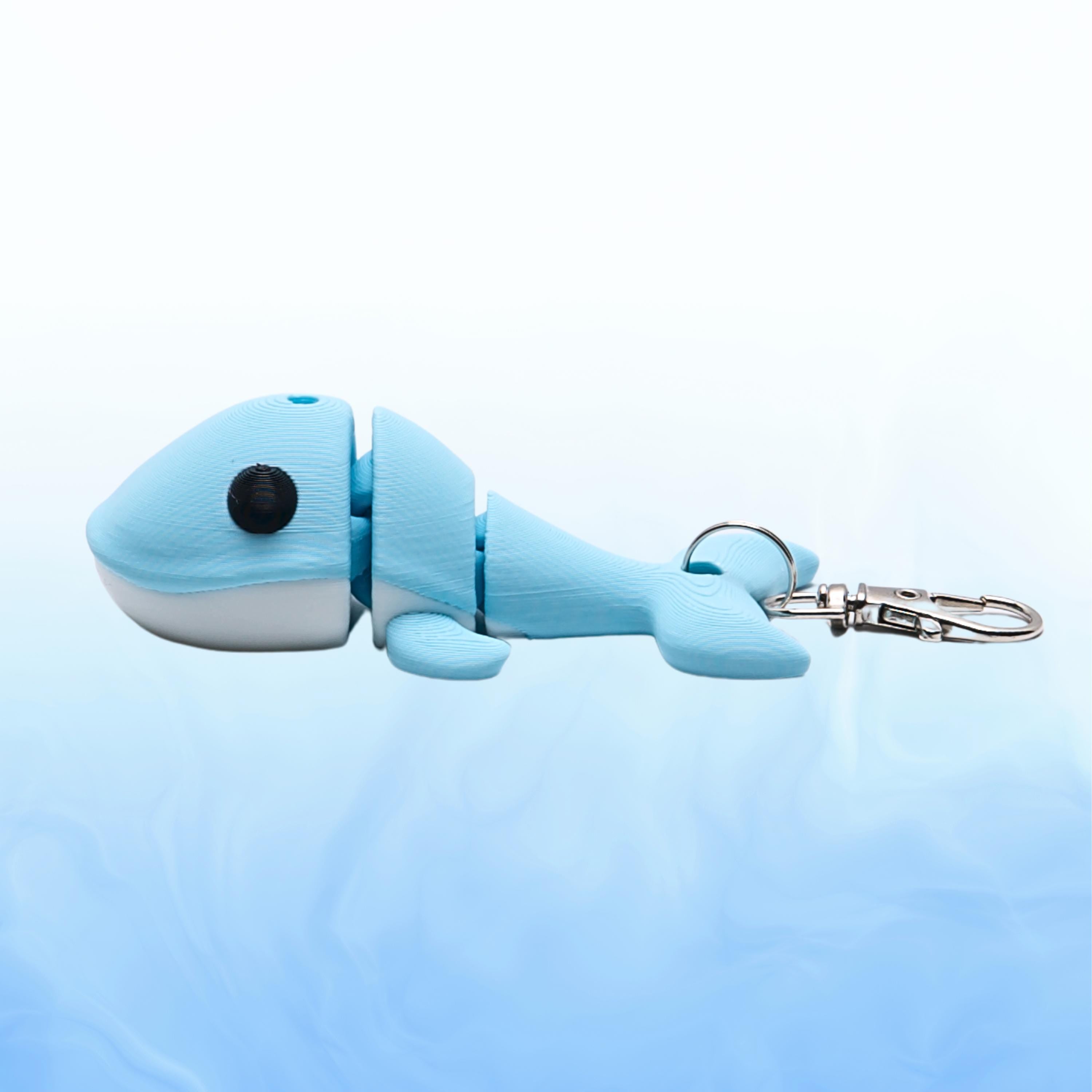 Blue Whale Fidget Flexi Toy Gift for Kids Stress Relief 3D Articulated Whale Keychain Clip for Backpack Belt Camp Fun for Friend Gift Party