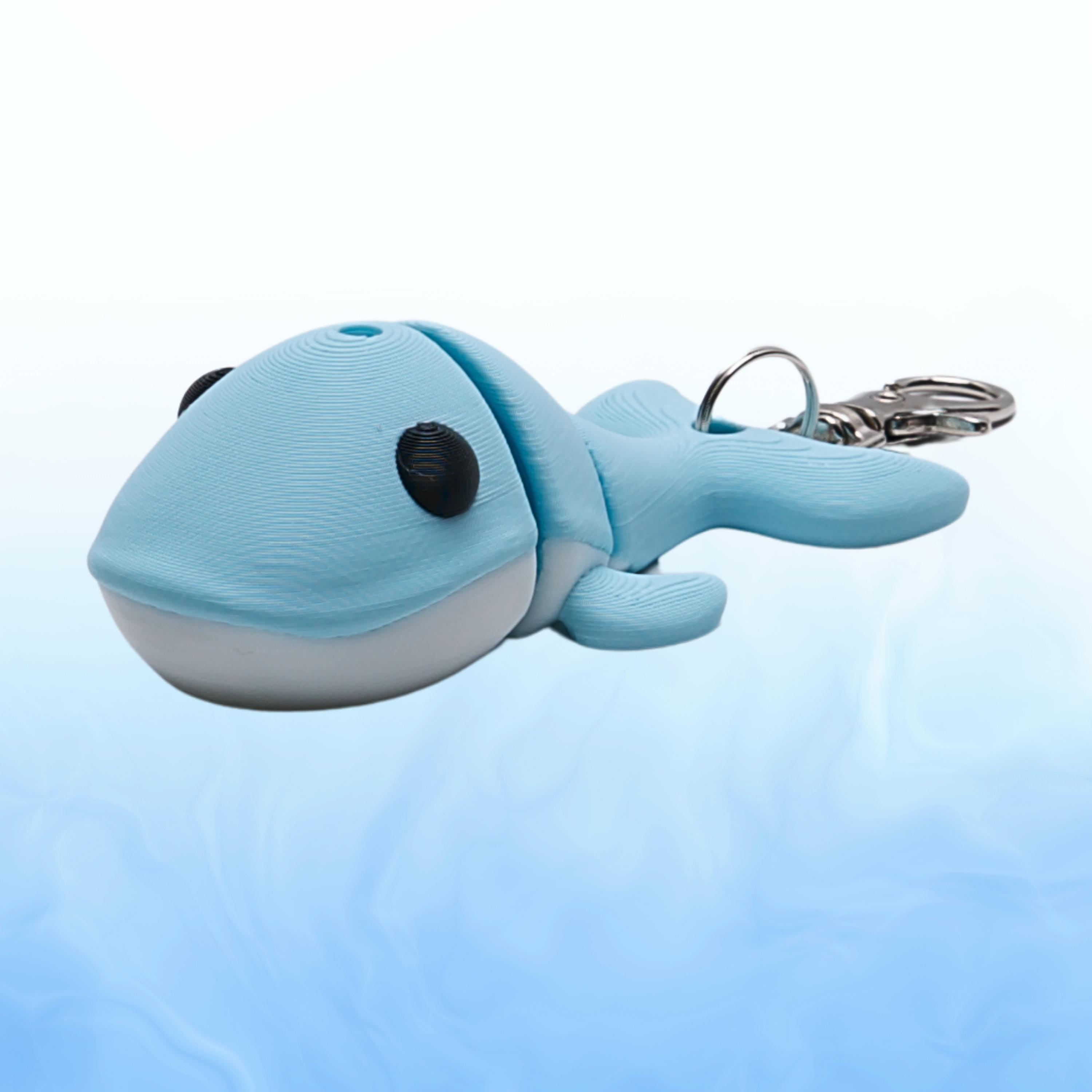Blue Whale Fidget Flexi Toy Gift for Kids Stress Relief 3D Articulated Whale Keychain Clip for Backpack Belt Camp Fun for Friend Gift Party